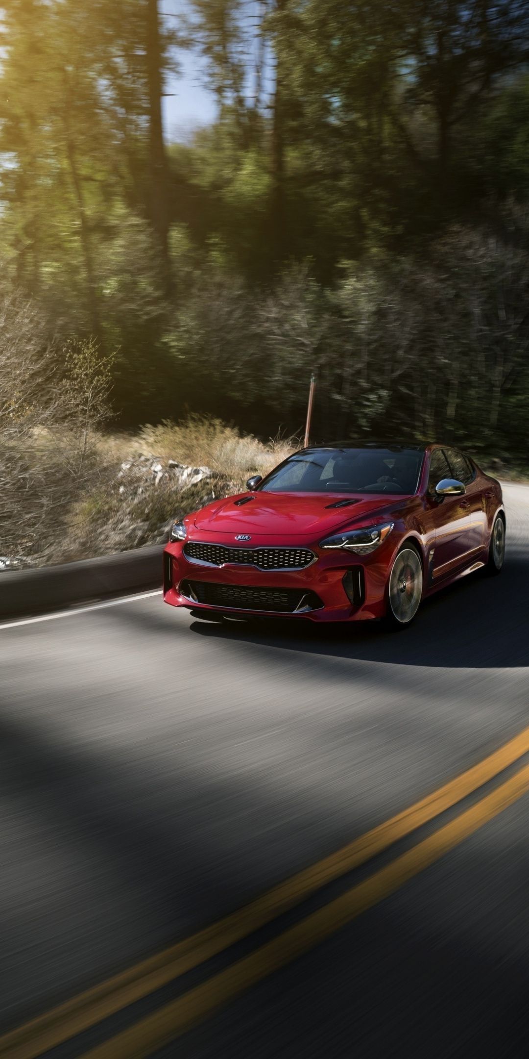Kia Stinger, On-road adventure, Red car wallpaper, Classic automotive beauty, 1080x2160 HD Phone