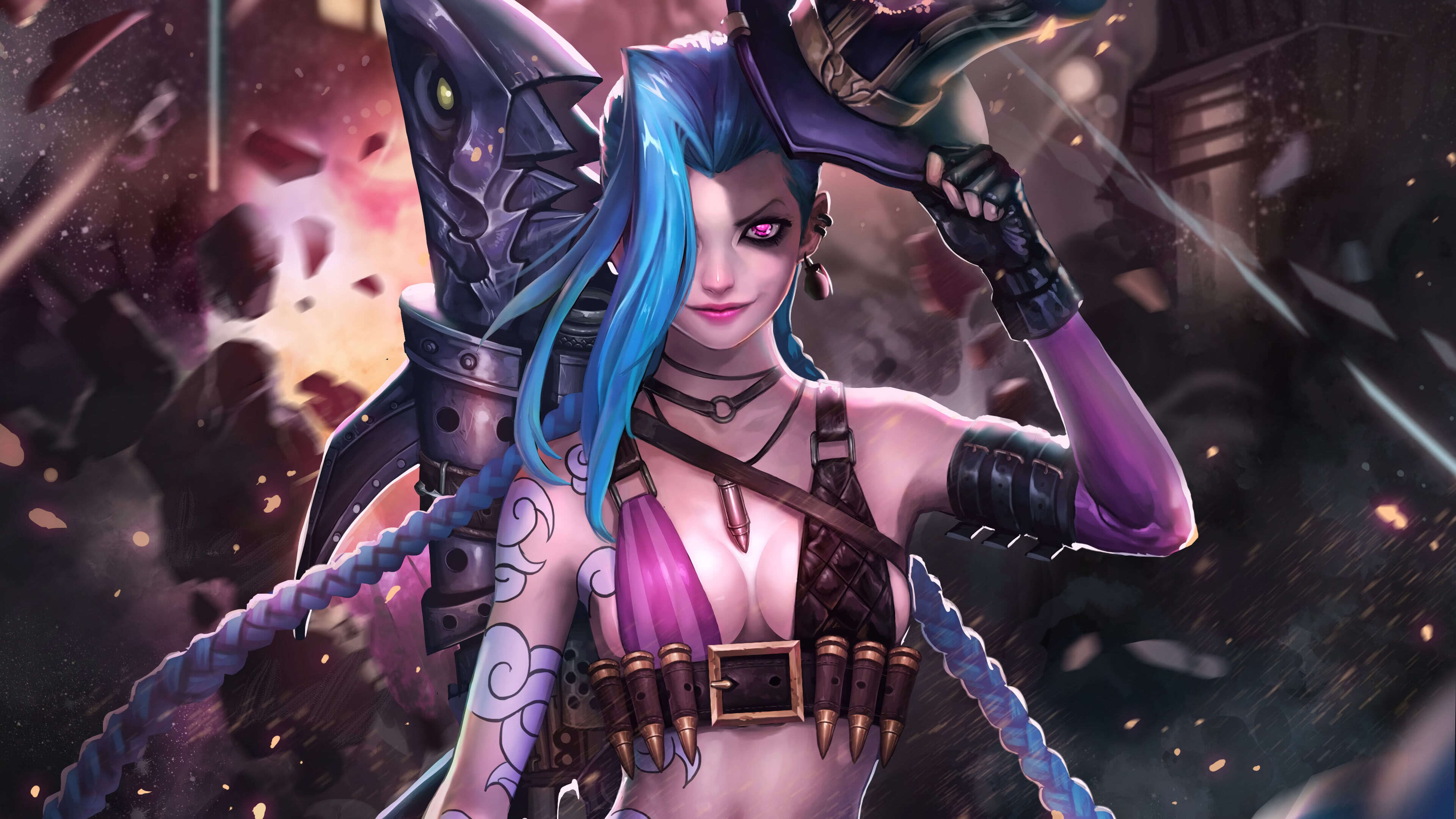 Jinx, League of Legends, UHD 4K wallpaper, Vibrant colors, 3840x2160 4K Desktop