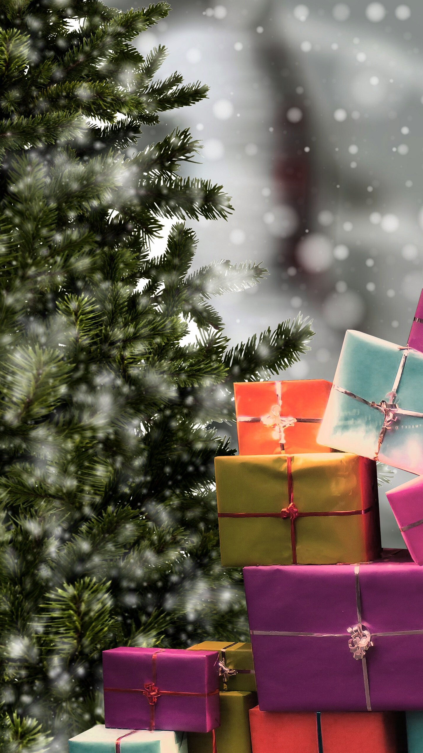 Christmas Gifts, Tree, Mobile Wallpaper, 1440x2560 HD Phone