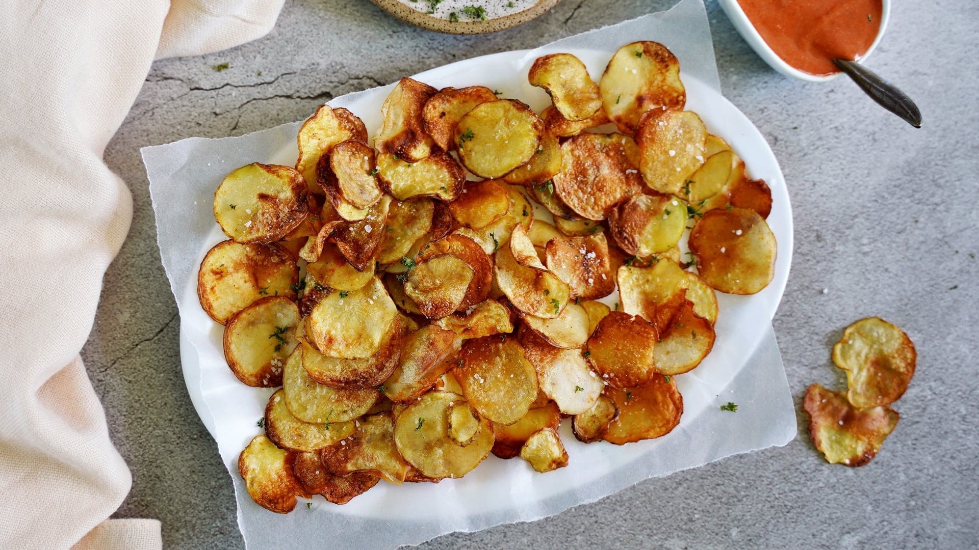 Baked potato chips, Air fryer version, Healthy alternative, Elavegan recipes, 1920x1080 Full HD Desktop