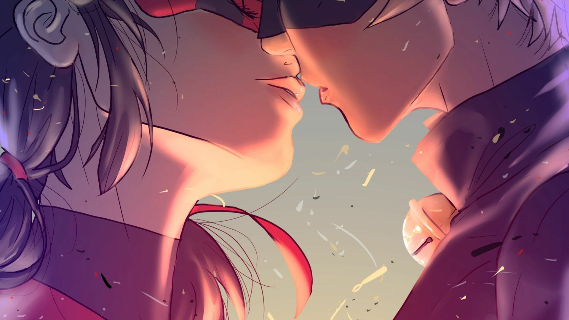 Ladybug and Cat Noir, Cartoon kissing scene, 1920x1080 Full HD Desktop