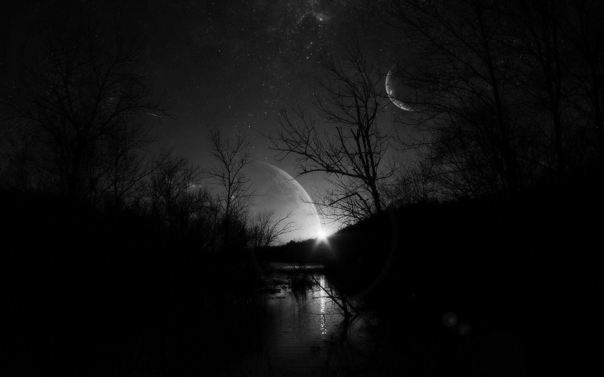 Melancholic vistas, Shadowy aesthetics, Monochrome art, Mysterious silhouettes, Abstract forms, 1920x1200 HD Desktop