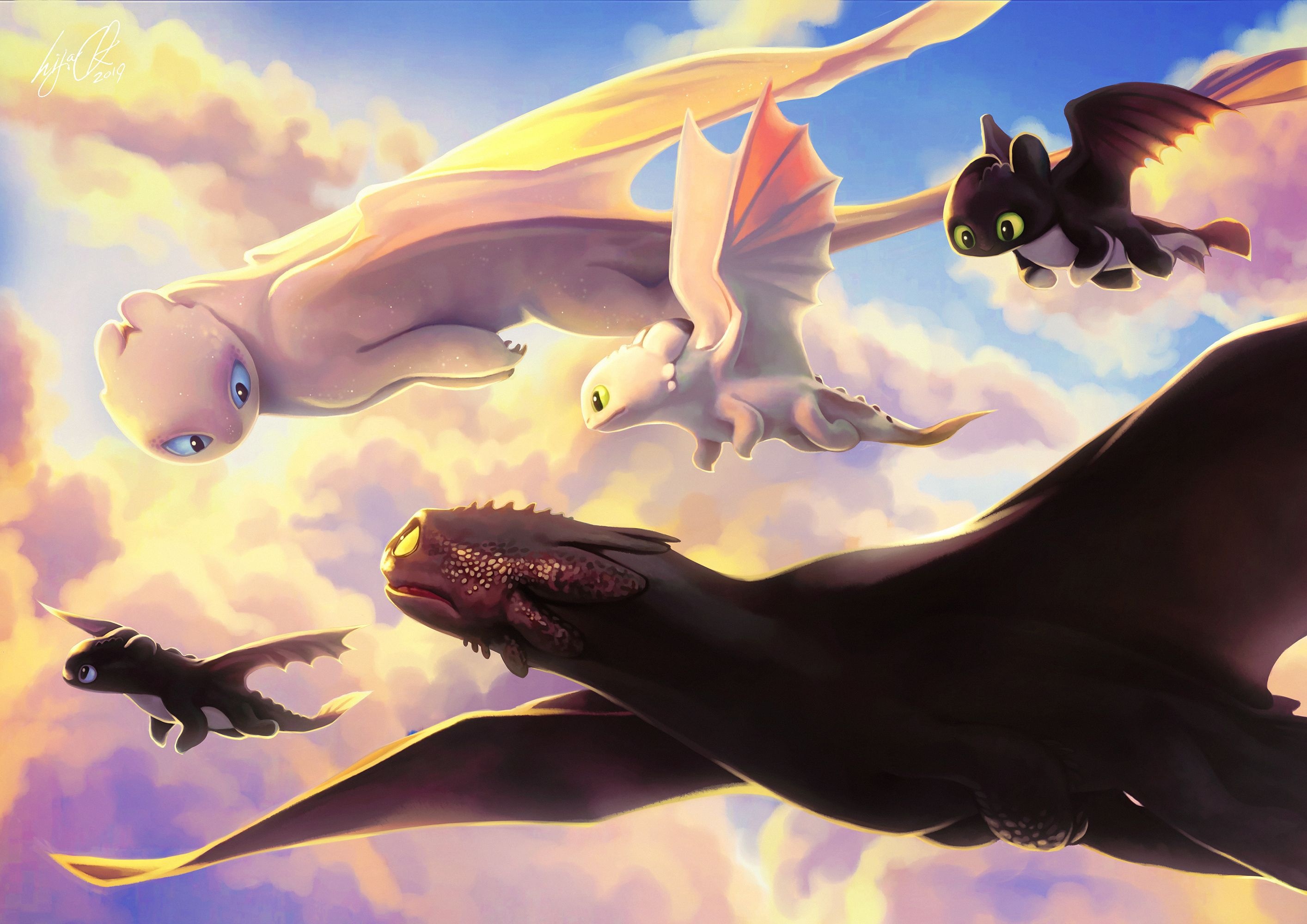 DreamWorks movies, Night Fury, Light Fury, Art, 2830x2000 HD Desktop