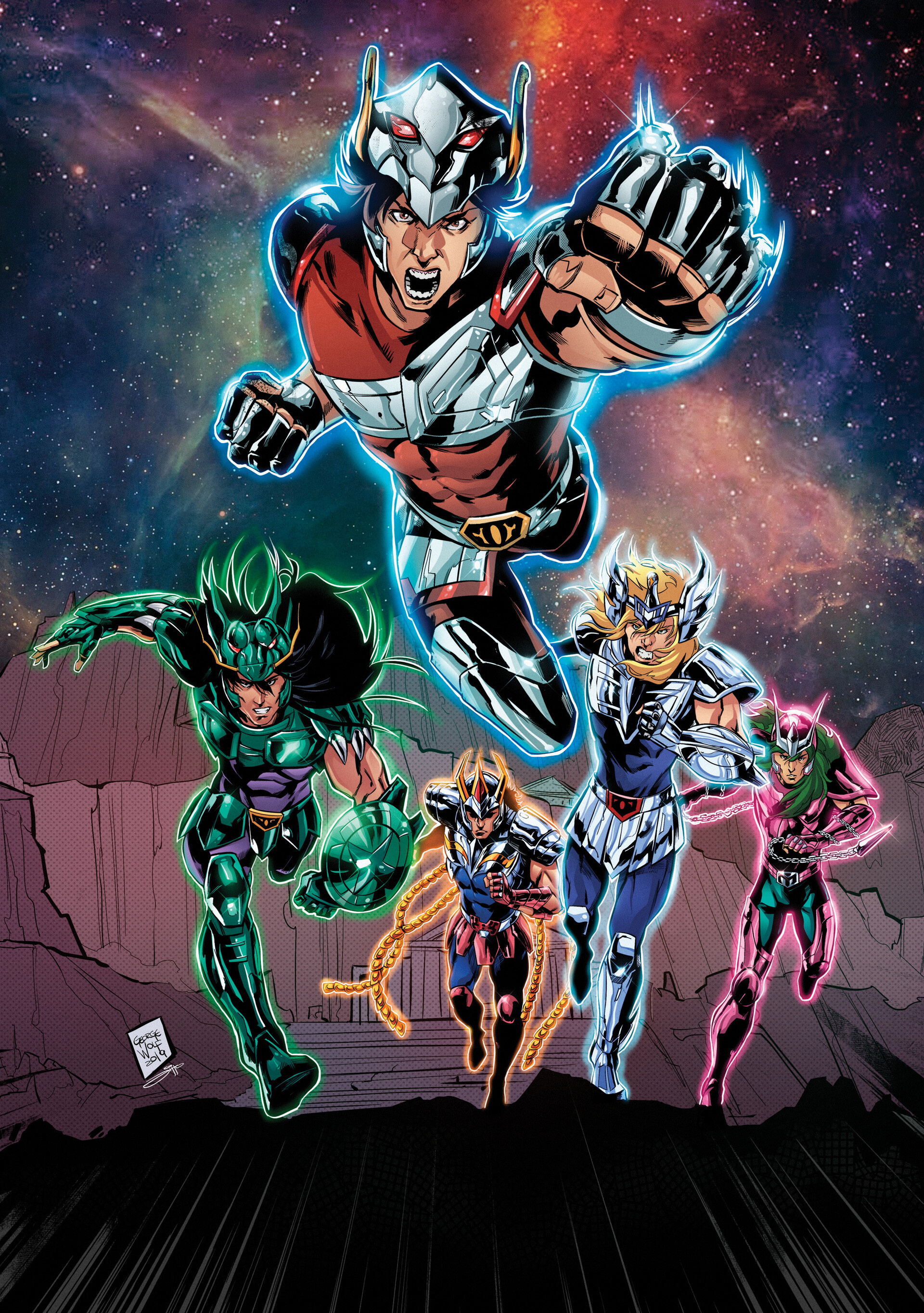 Pegasus Seiya, Dragon Shiryu, Cygnus Hyoga, Andromeda Shun, Phoenix Ikki, HD Phone wallpaper