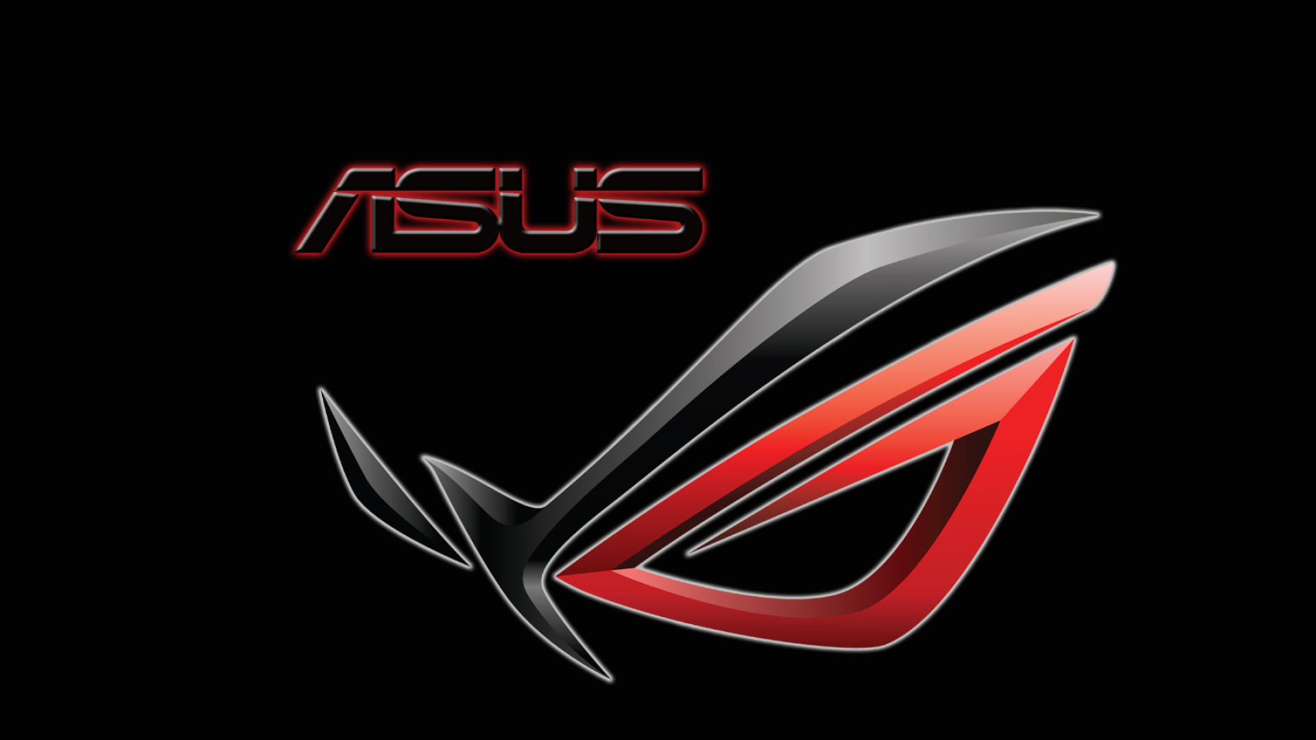 ASUS ROG logo, ASUS text logo, metallic red emblem, Full HD Desktop wallpaper