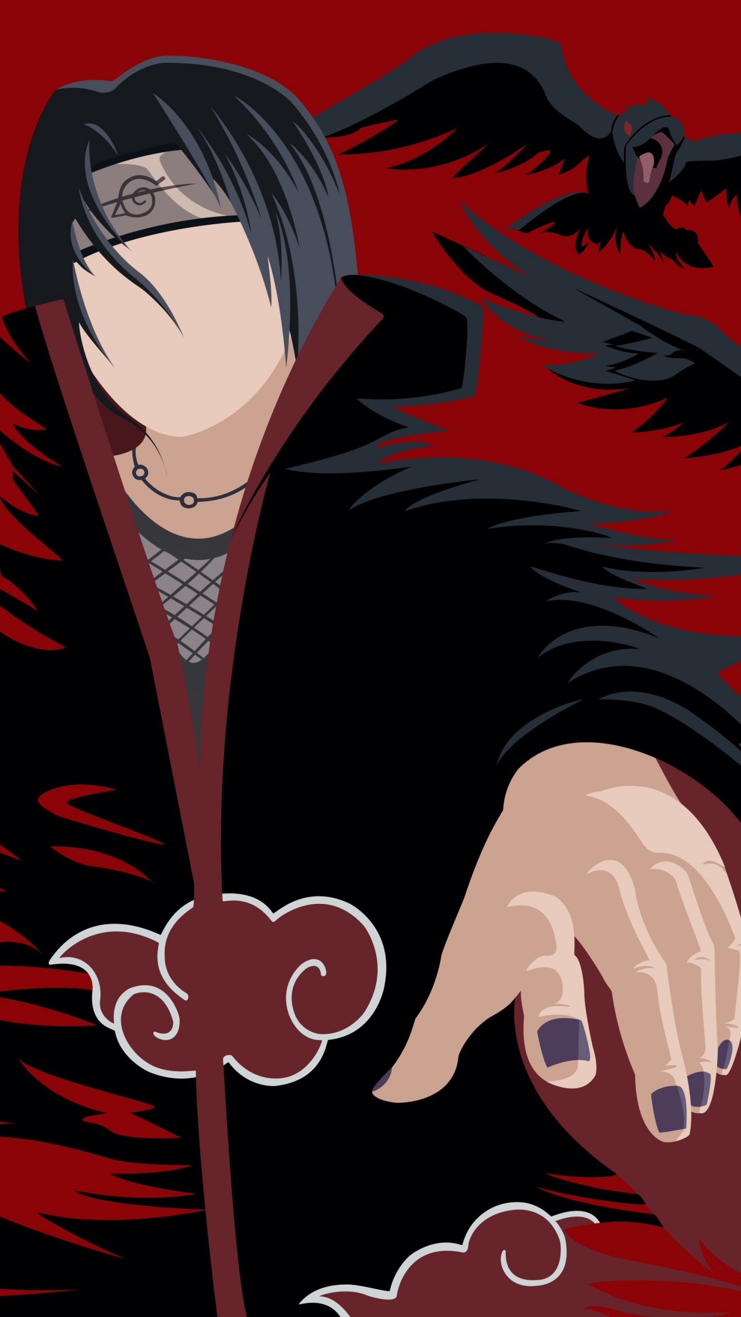 Itachi Uchiha, Akatsuki cloak, black crows, HD Phone wallpaper