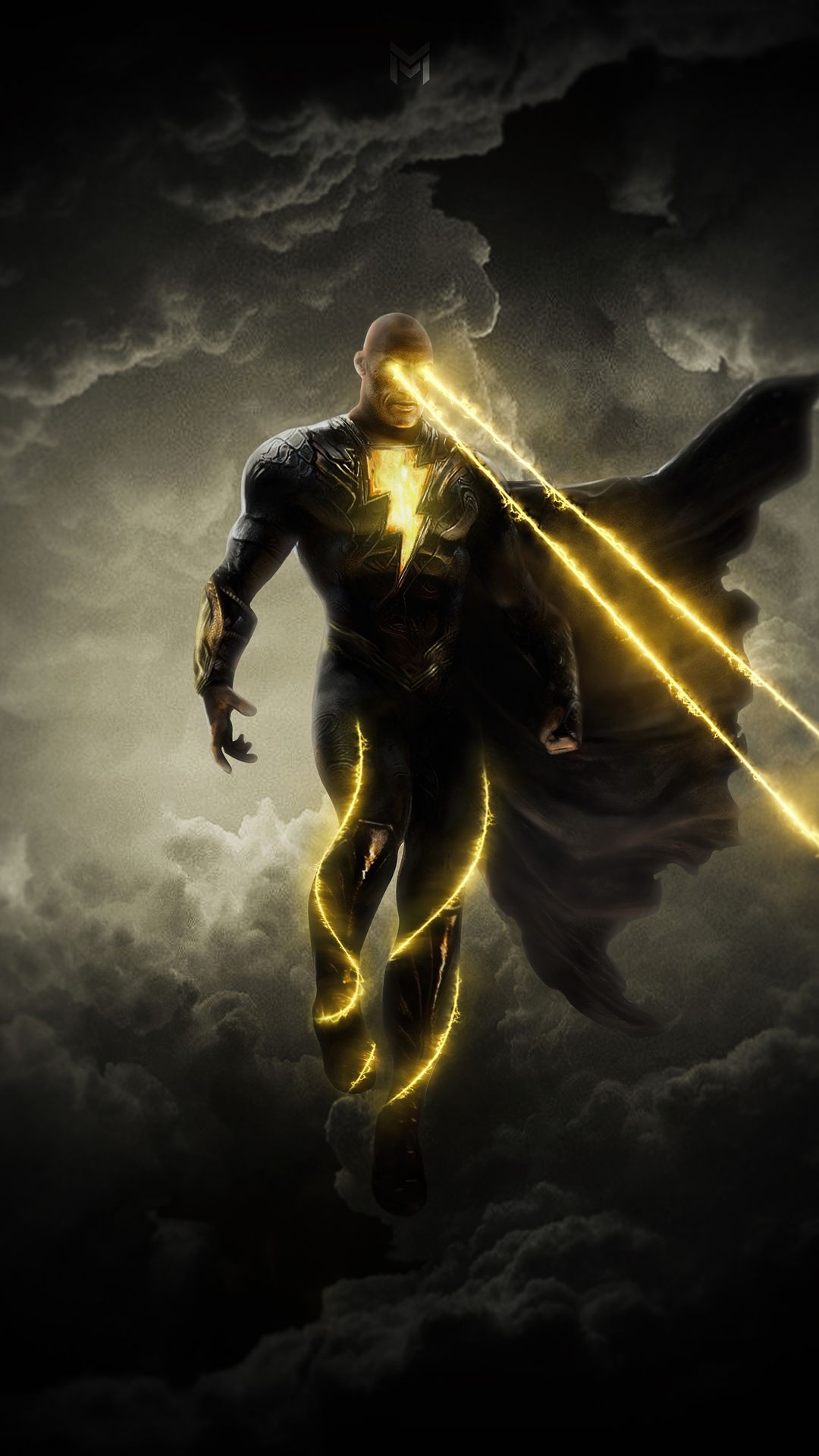 Black Adam, Laser eyes, DC Comics character, Stunning artwork, 1080x1920 Full HD Phone
