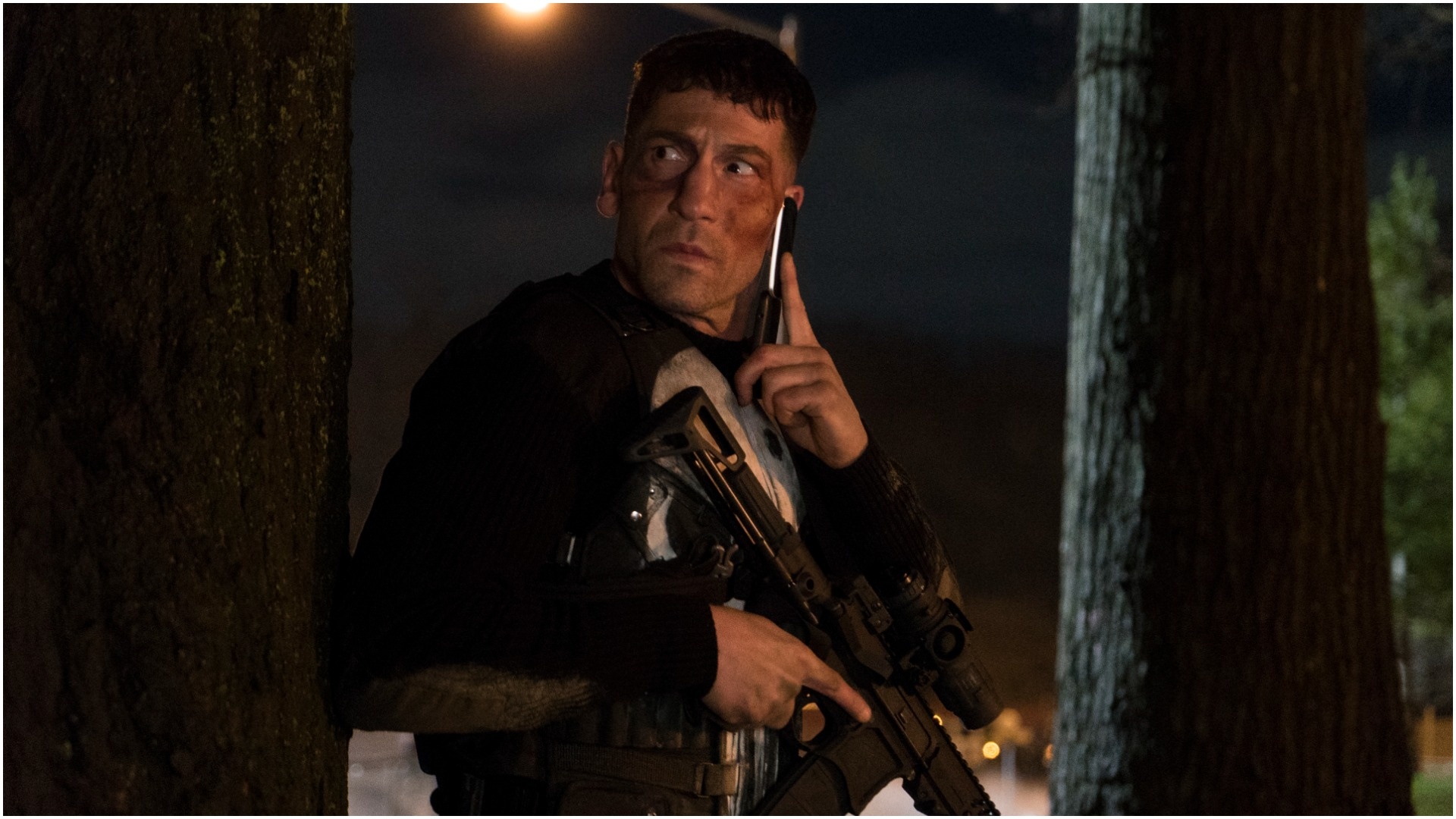 Jon Bernthal as Frank Castle, The Punisher tactical vest, Tactical rifle, Full HD Desktop wallpaper