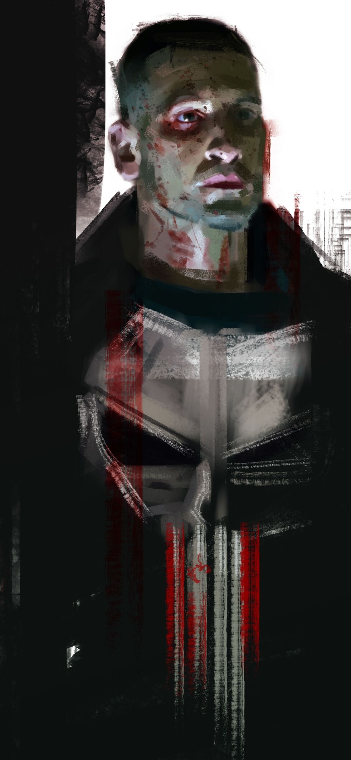 Frank Castle, Jon Bernthal portrait, Punisher skull emblem, HD Phone wallpaper