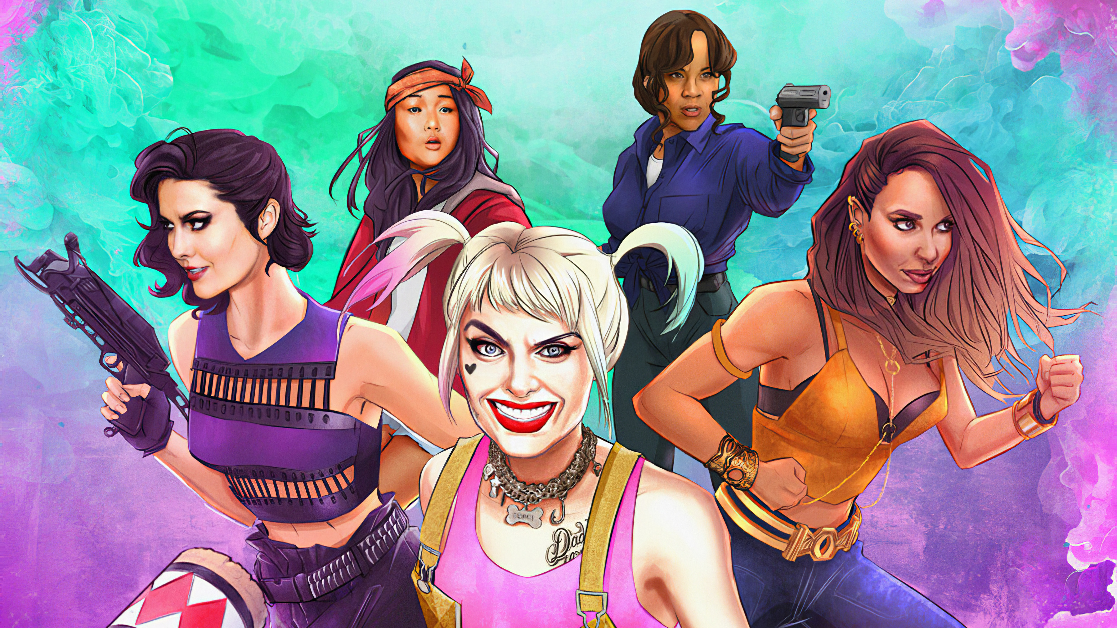 Birds of Prey, The Huntress, Harley Quinn, Wallpaper, 3600x2030 HD Desktop