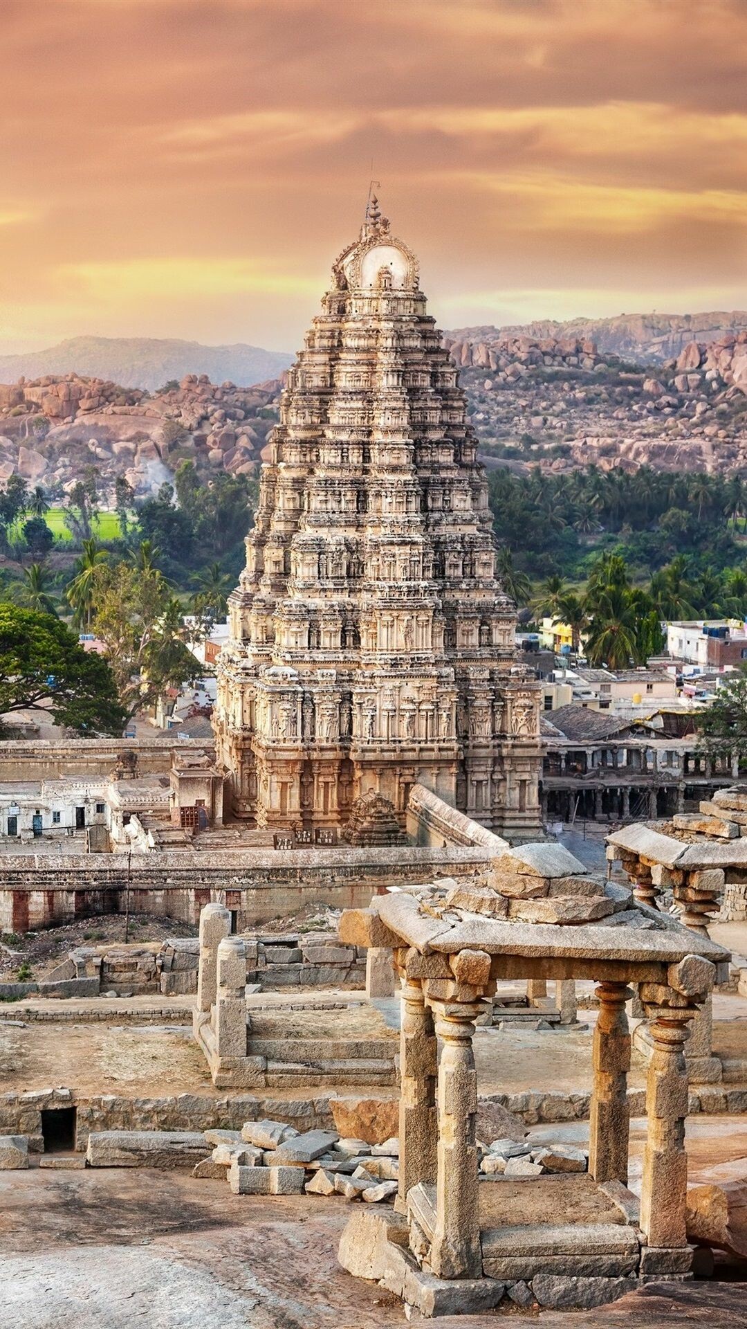 Virupaksha Temple, India Wallpaper, 1080x1920 Full HD Phone