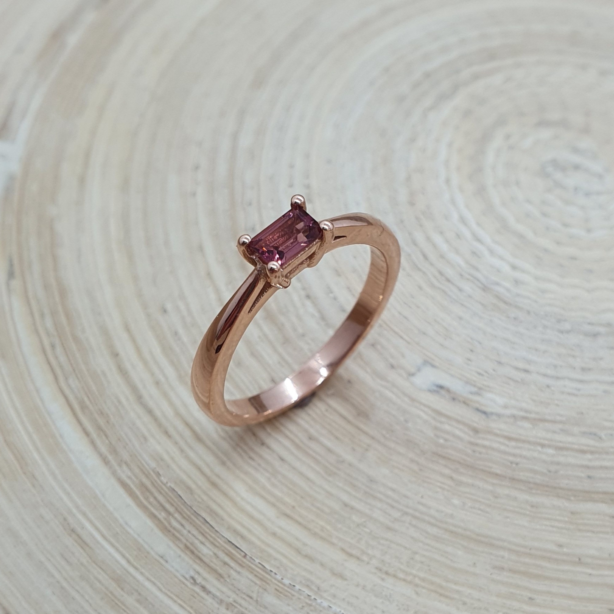 Tourmaline, Classic baguette ring, Red gold elegance, Precious gem, 2000x2000 HD Phone