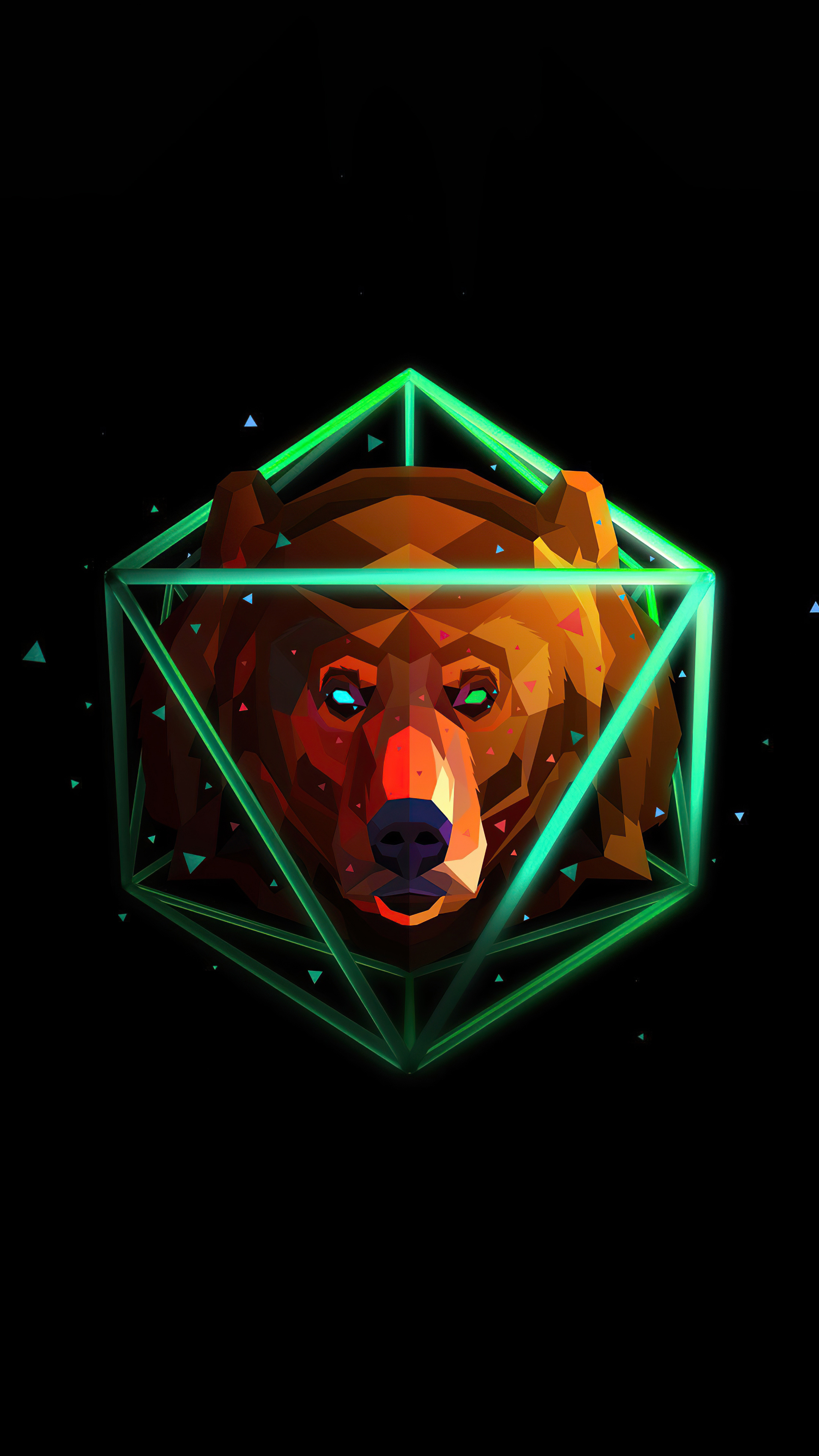 Bear, Facets Wallpaper, 2160x3840 4K Phone