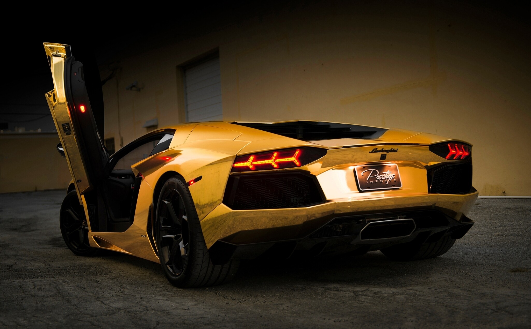 Door Up Rear View, Gold Lamborghini Wallpaper, 2050x1280 HD Desktop