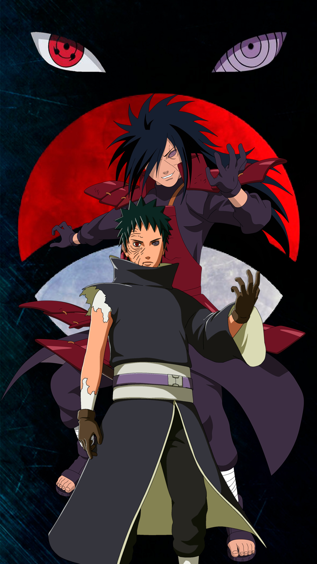 Madara Uchiha, Obito Uchiha, Uchiha clan crest, Sharingan and Rinnegan, Full HD Phone wallpaper