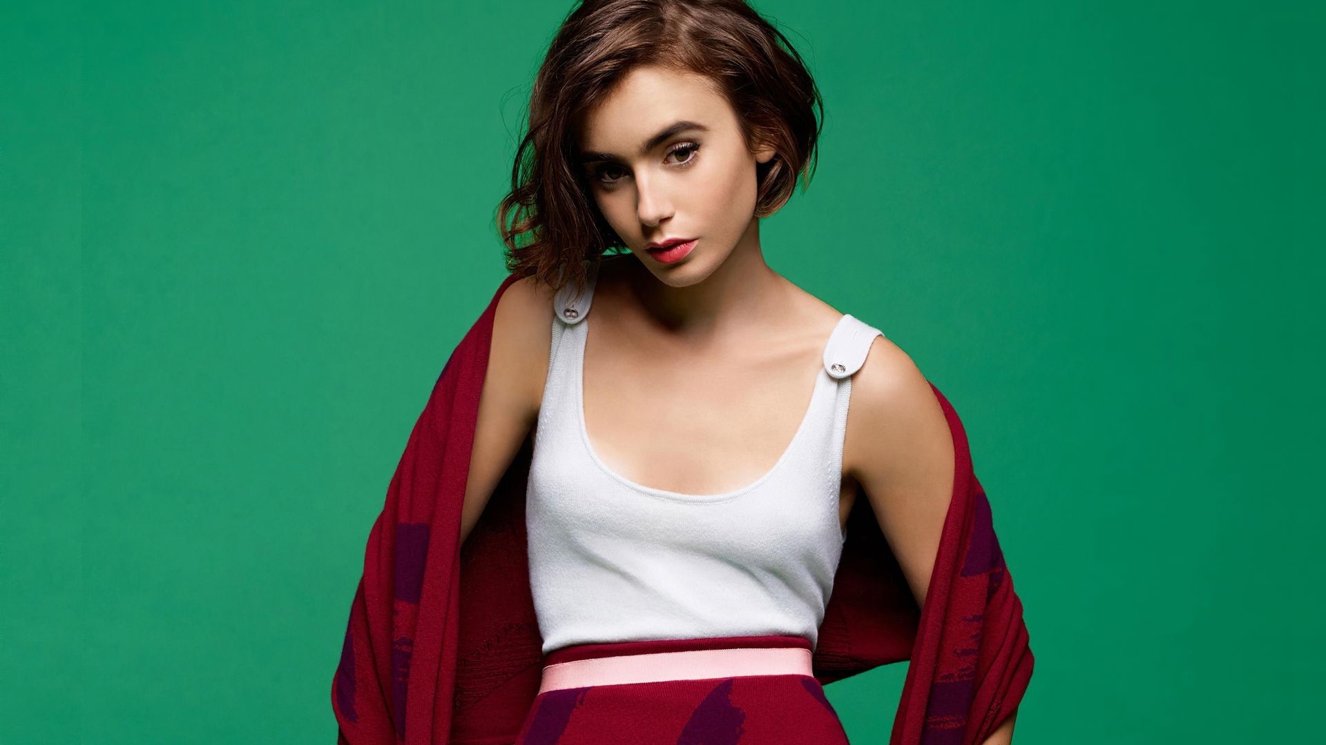 Lily Collins, Short Hair, Wallpaper HD, 1920x1080 Full HD Desktop