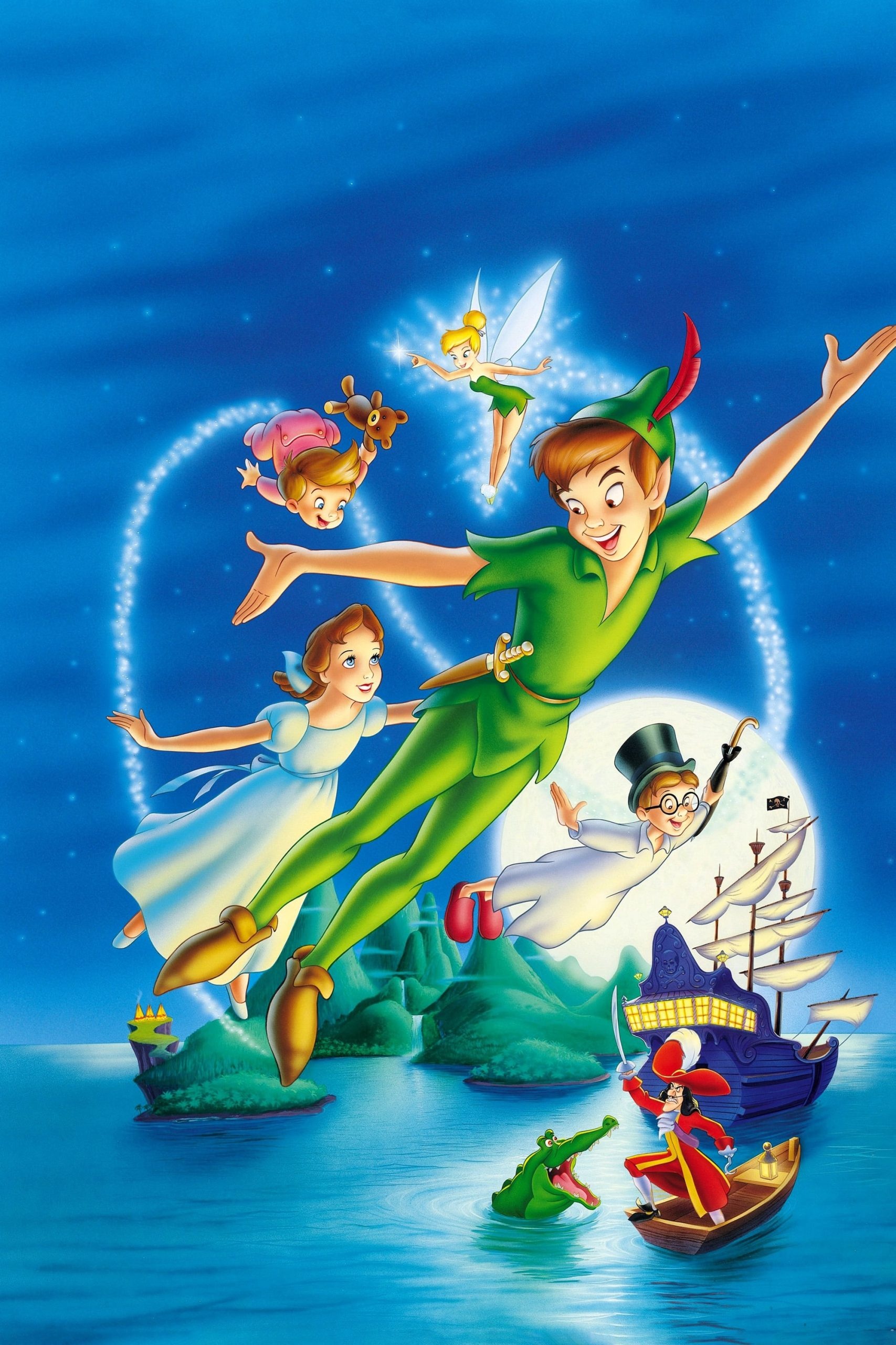 Peter Pan, Wendy Darling, Tinker Bell, Captain Hook, Neverland, HD Phone wallpaper