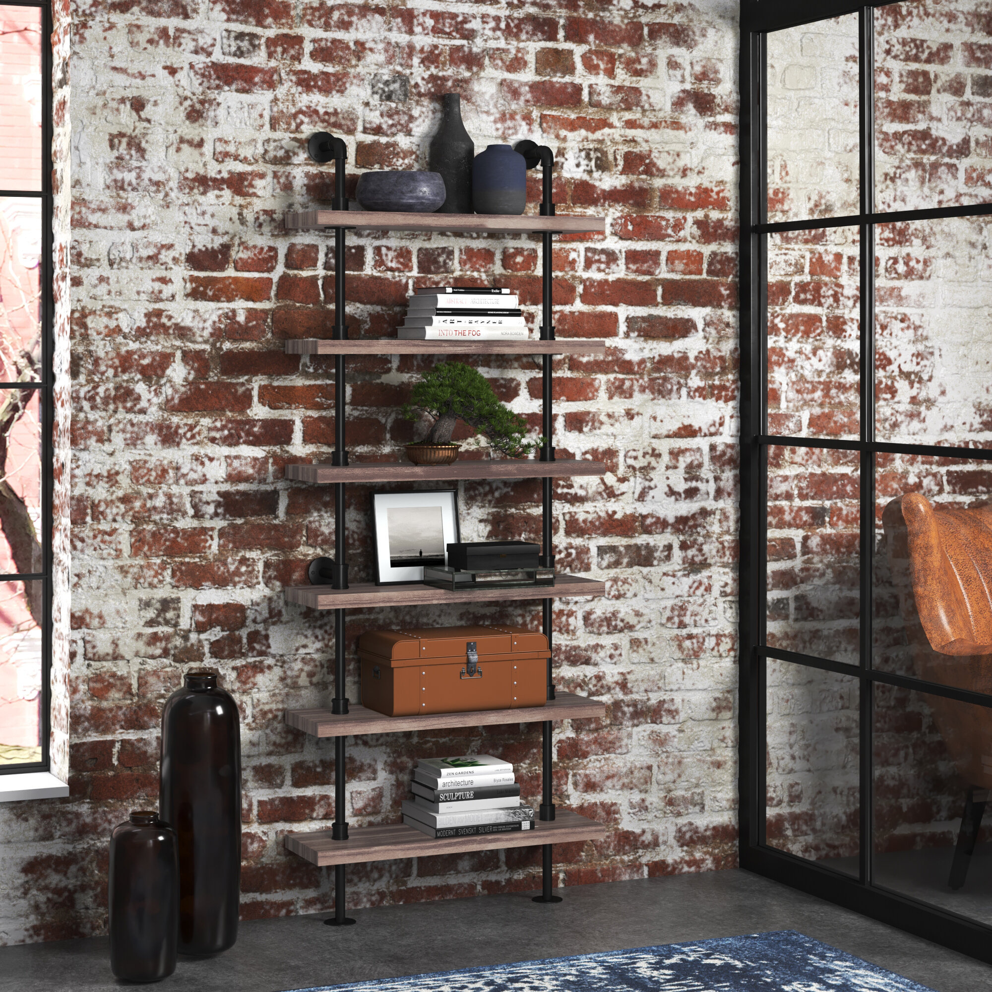 Iron ladder bookcase, Industrial Style Wallpaper, 2000x2000 HD Phone