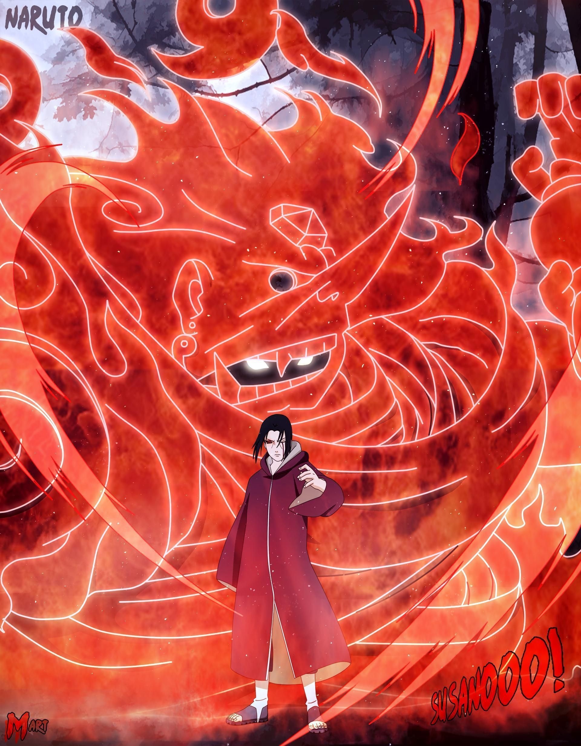 Itachi Uchiha, Itachi's Susanoo, SUSANOO! text, HD Phone wallpaper