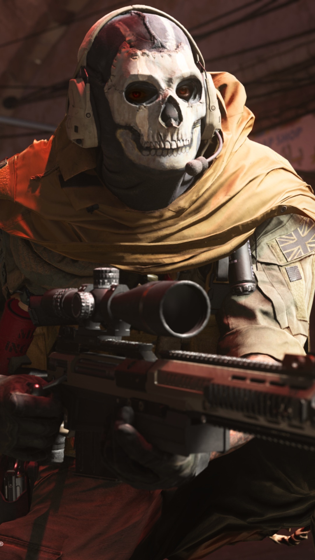 Simon "Ghost" Riley, Scoped sniper rifle, Call of Duty: Modern Warfare II, Full HD Phone wallpaper