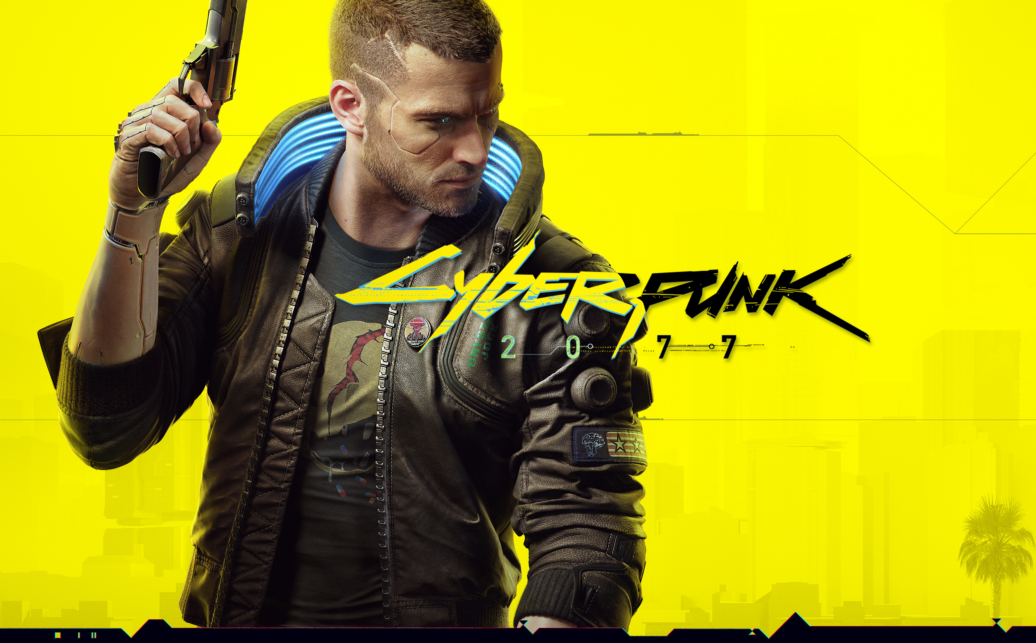 Cyberpunk 2077, Futuristic cityscape, Male protagonist, Gaming, 3480x2160 HD Desktop