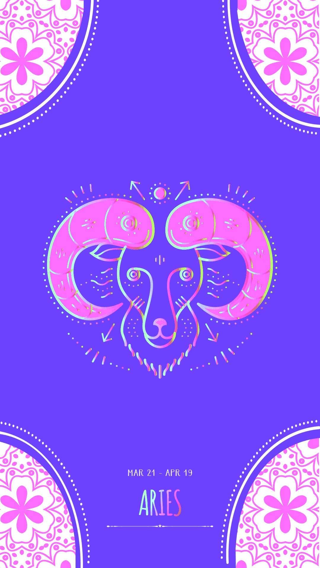 Aries astrological sign, Zodiac symbol, Illustration, Flat style, 1080x1920 Full HD Phone