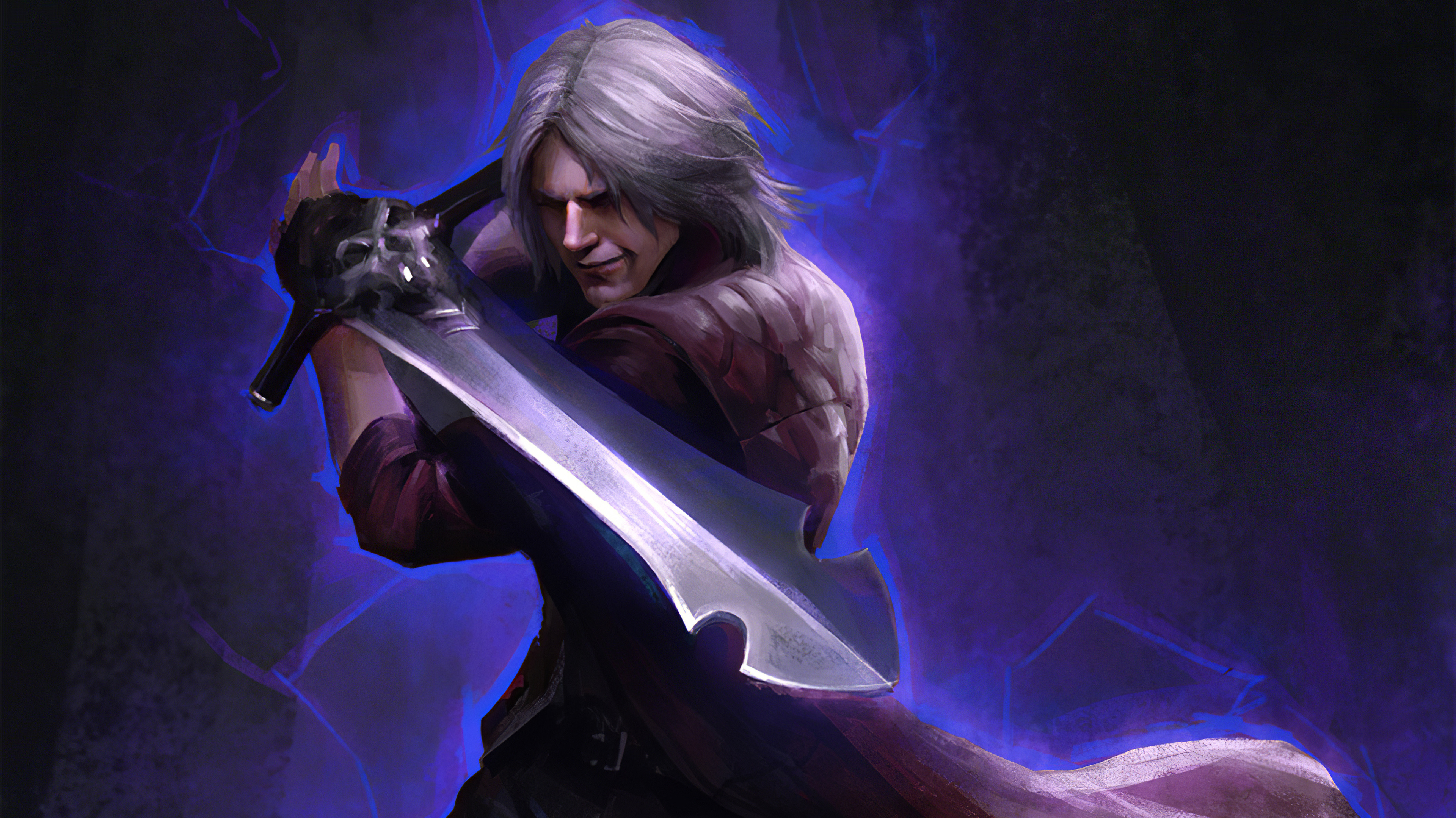Dante, Rebellion sword, purple demonic aura, 4K Desktop wallpaper