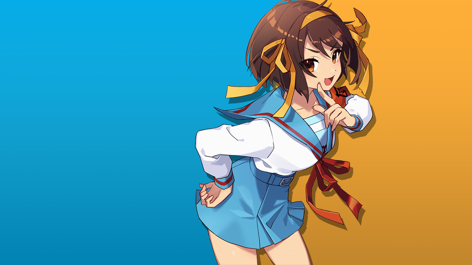 Suzumiya Haruhi, School uniform skirt, 1920x1080 Full HD Desktop