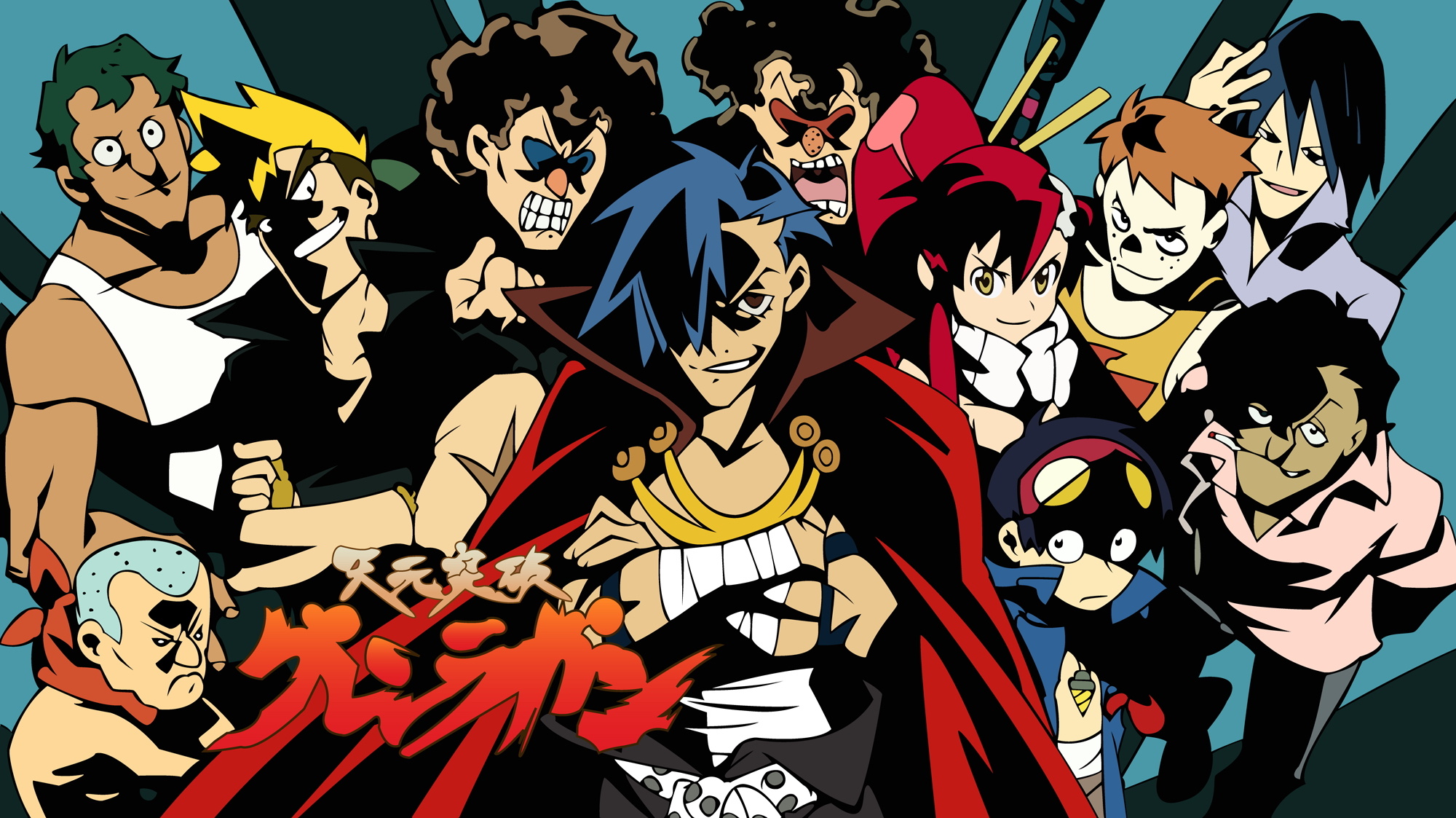 Tengen Toppa Gurren Lagann, Anime powerhouse, Epic battles, Spiraling mechs, 2000x1130 HD Desktop