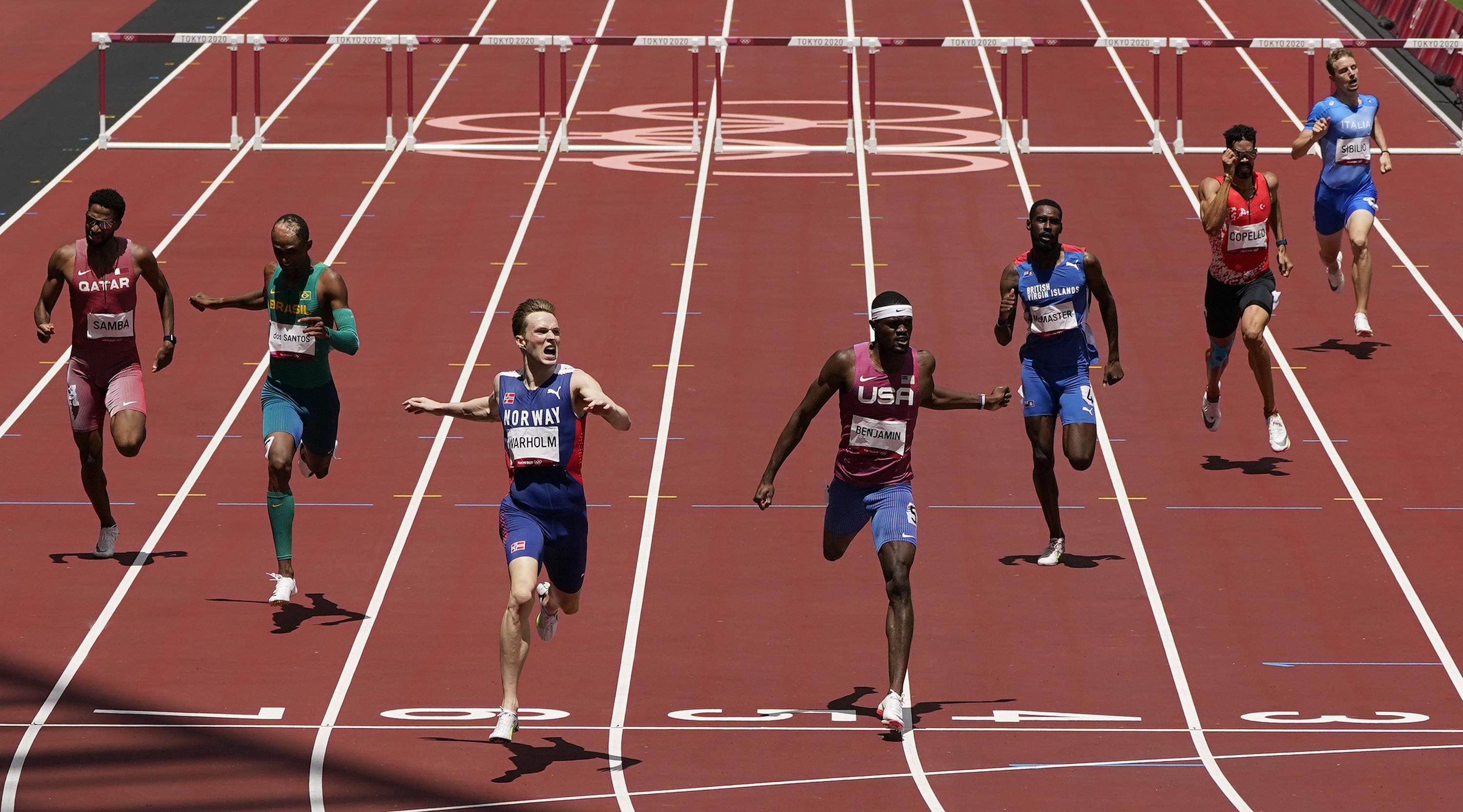 Rai Benjamin, Best race ever, Record-setting hurdles race, 3000x1670 HD Desktop