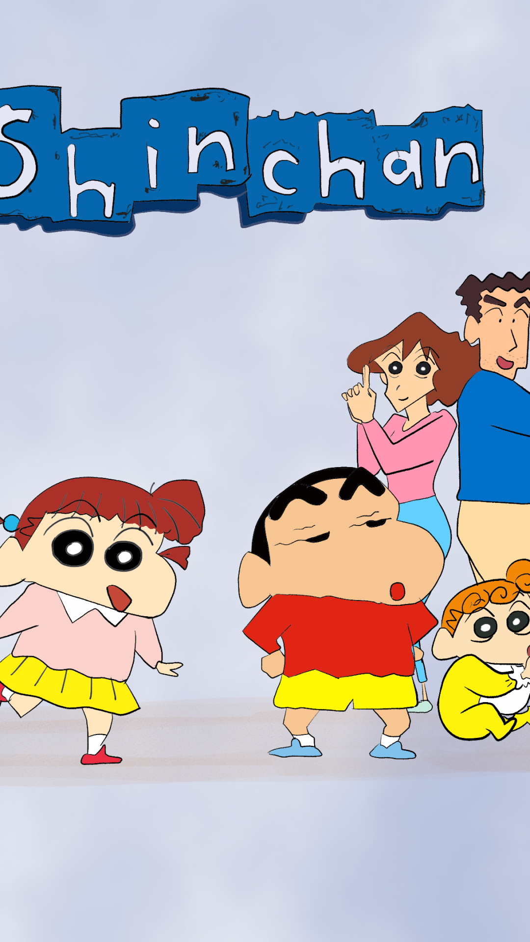 Shin chan logo, Shinnosuke Nohara, Nene Sakurada, Misae Nohara, Himawari Nohara, Full HD Phone wallpaper
