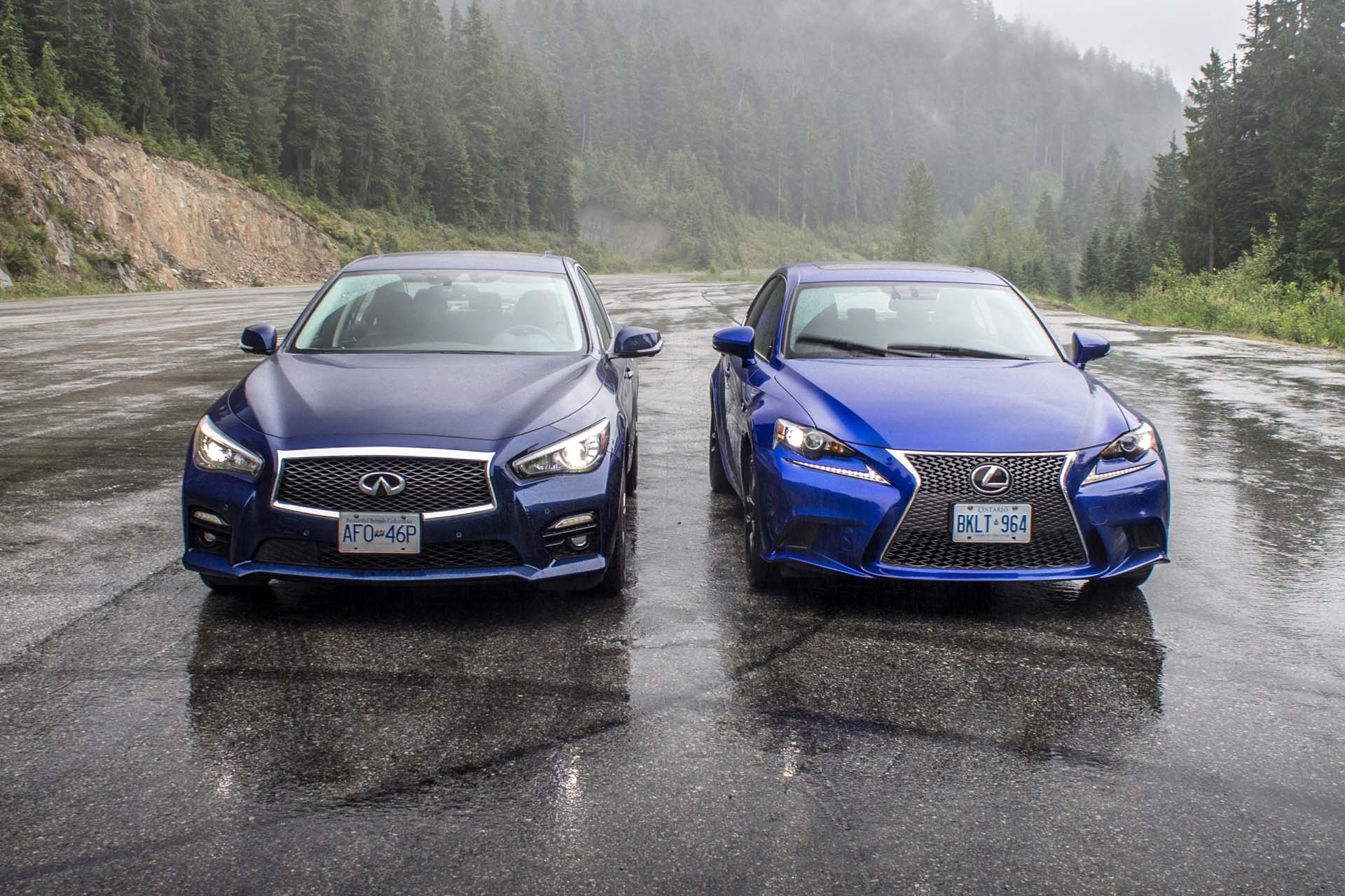 Infiniti Q50, Comparison, Lexus IS, Red sport, 1920x1280 HD Desktop