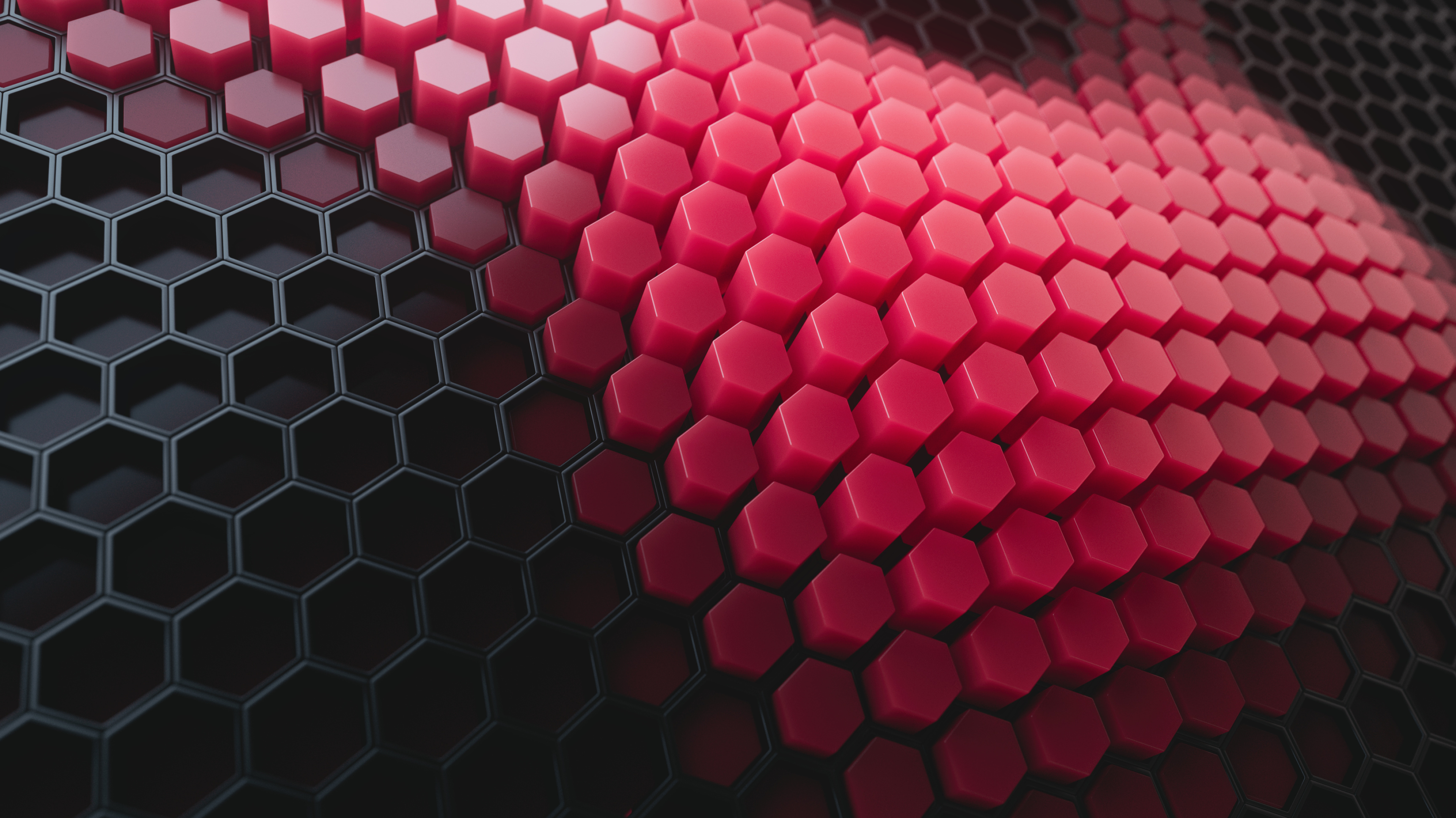 Red and Black, Hexagons Wallpaper, 3840x2160 4K Desktop