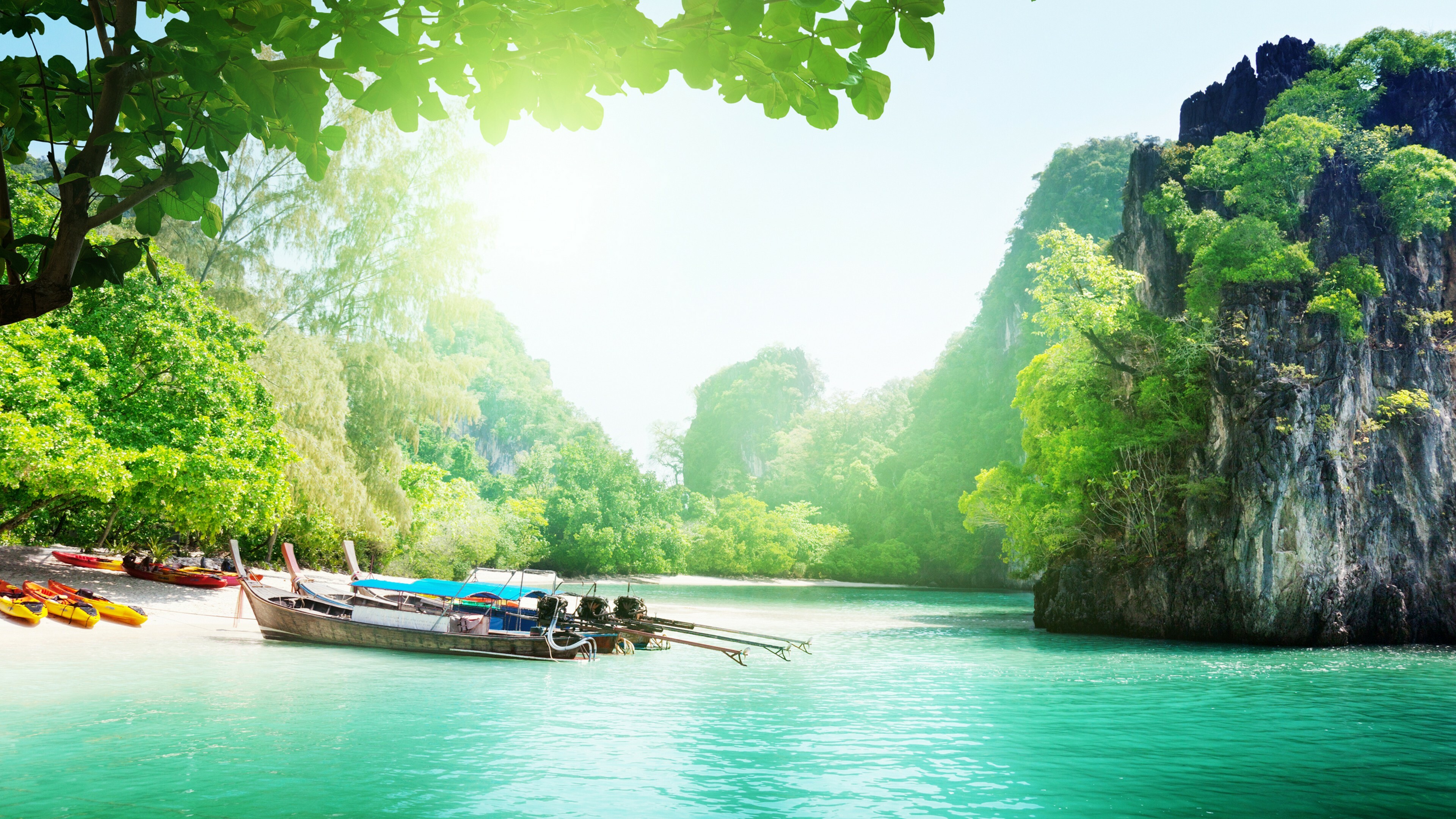 Thailand Travels, Thailand summer landscape, Boat, 3840x2160 4K Desktop