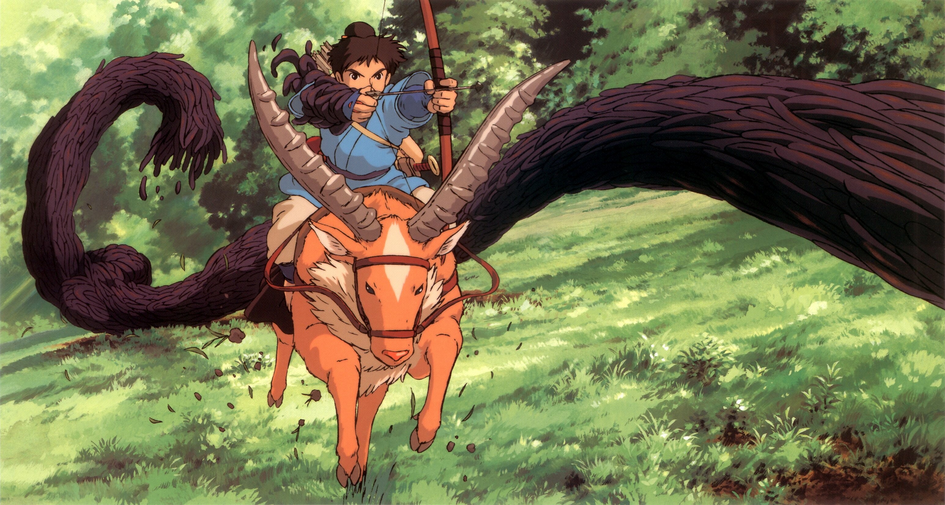 Ashitaka and Yakul, Princess Mononoke Wallpaper, 3090x1660 HD Desktop