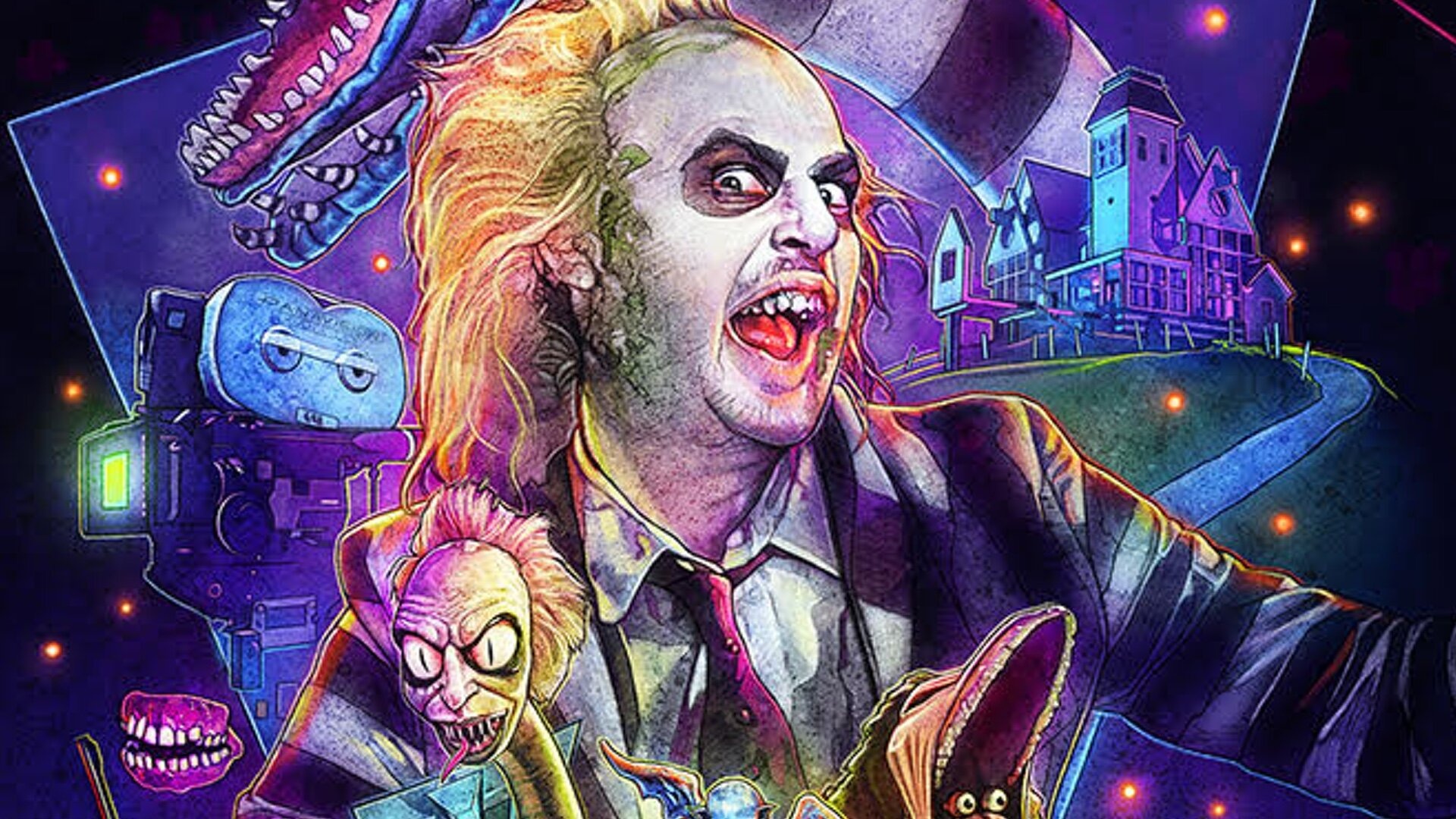 Michael Keaton, Beetlejuice character, Tim Burton, Classic movie, 1920x1080 Full HD Desktop