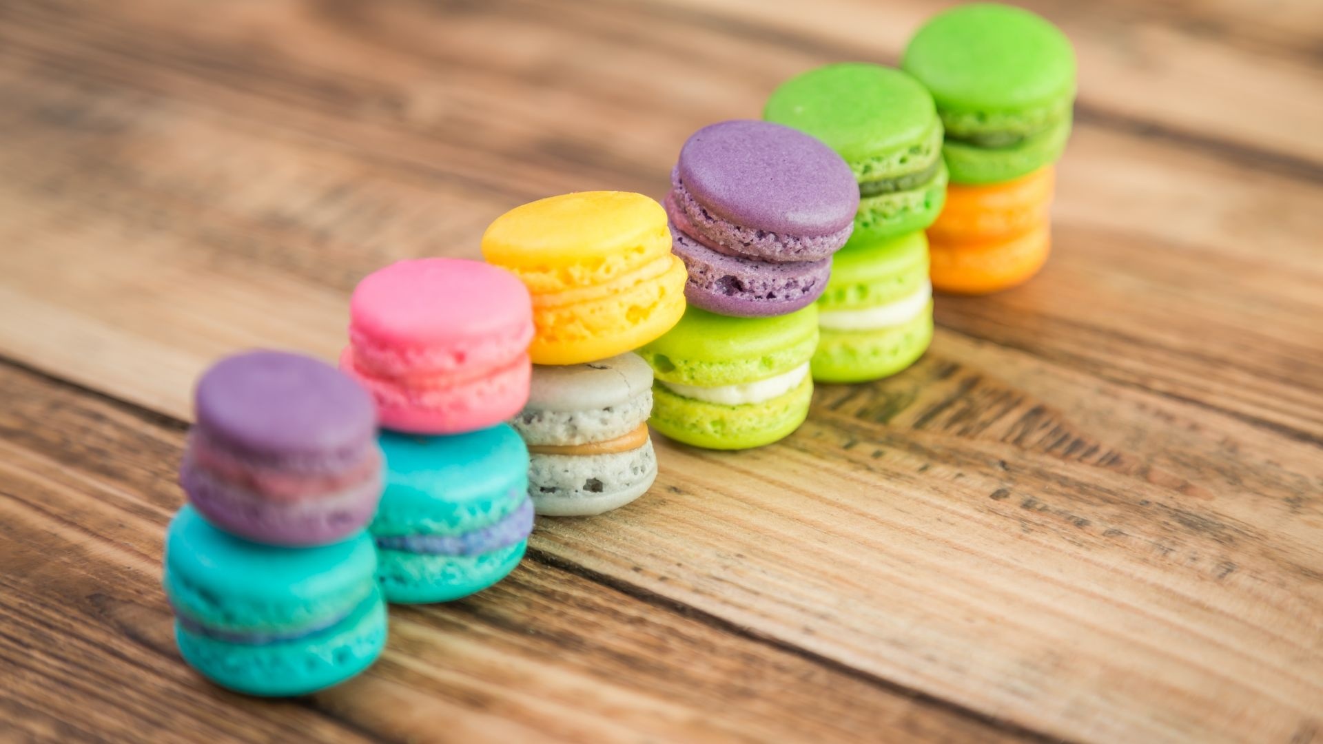 Sweets colorful arranged macarons, HD image picture background, Colorful French pastries, Sweet treats, 1920x1080 Full HD Desktop