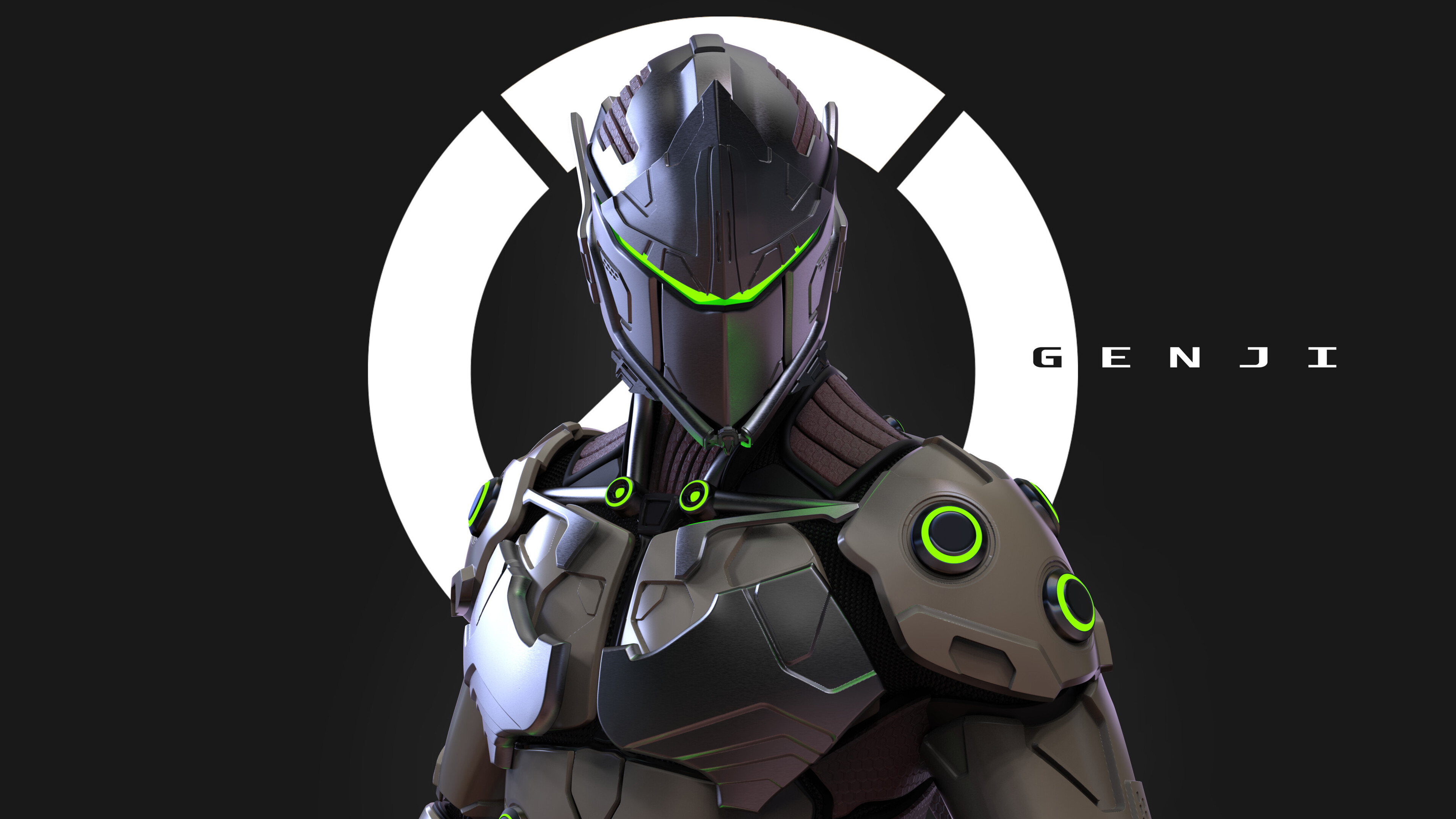 Genji wallpaper, 4K resolution, Dark background, Samurai theme, 3840x2160 4K Desktop