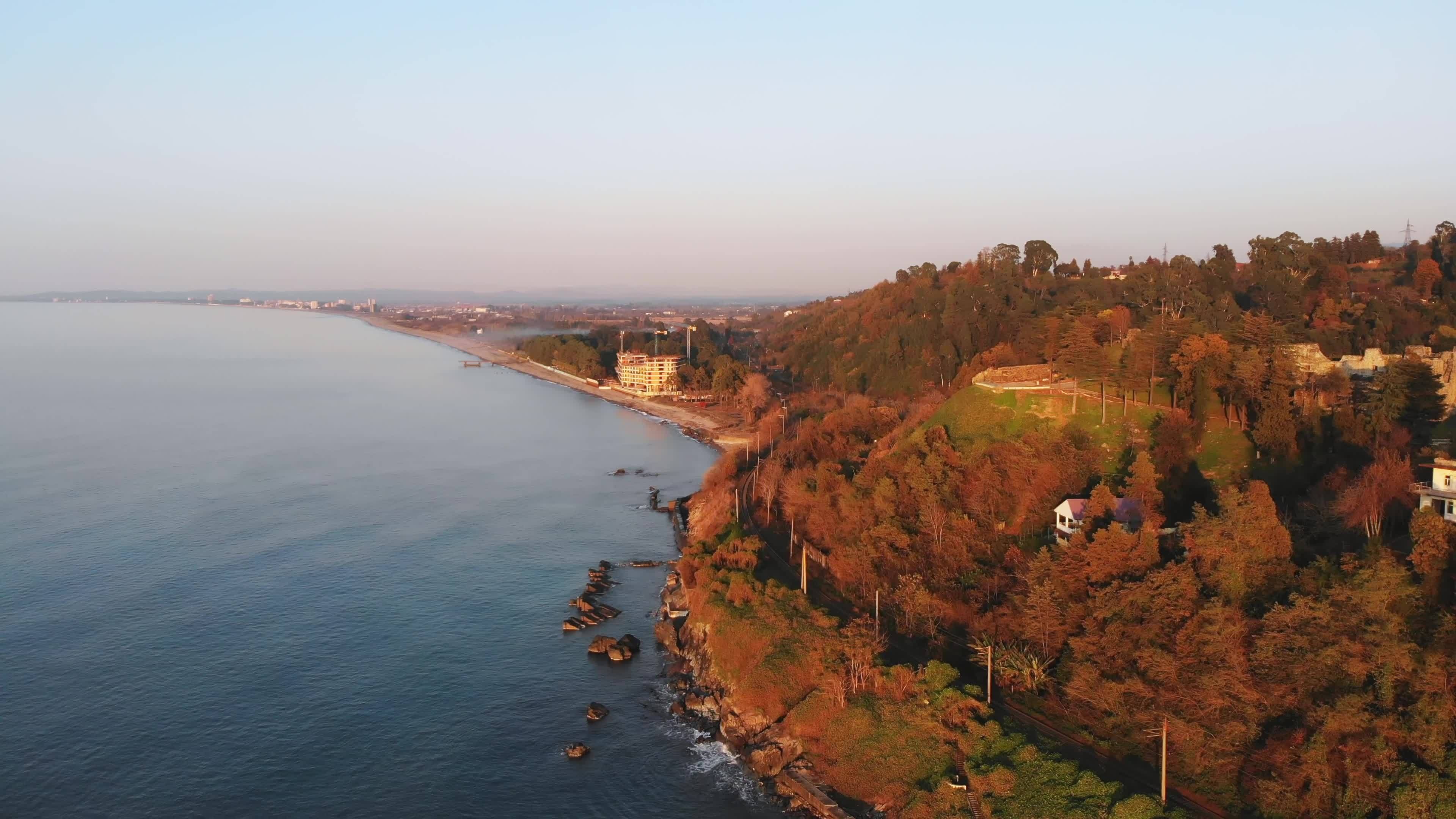 Black Sea, Scenic coast, Autumn sunset, Tsikhisdziri beach, 3840x2160 4K Desktop