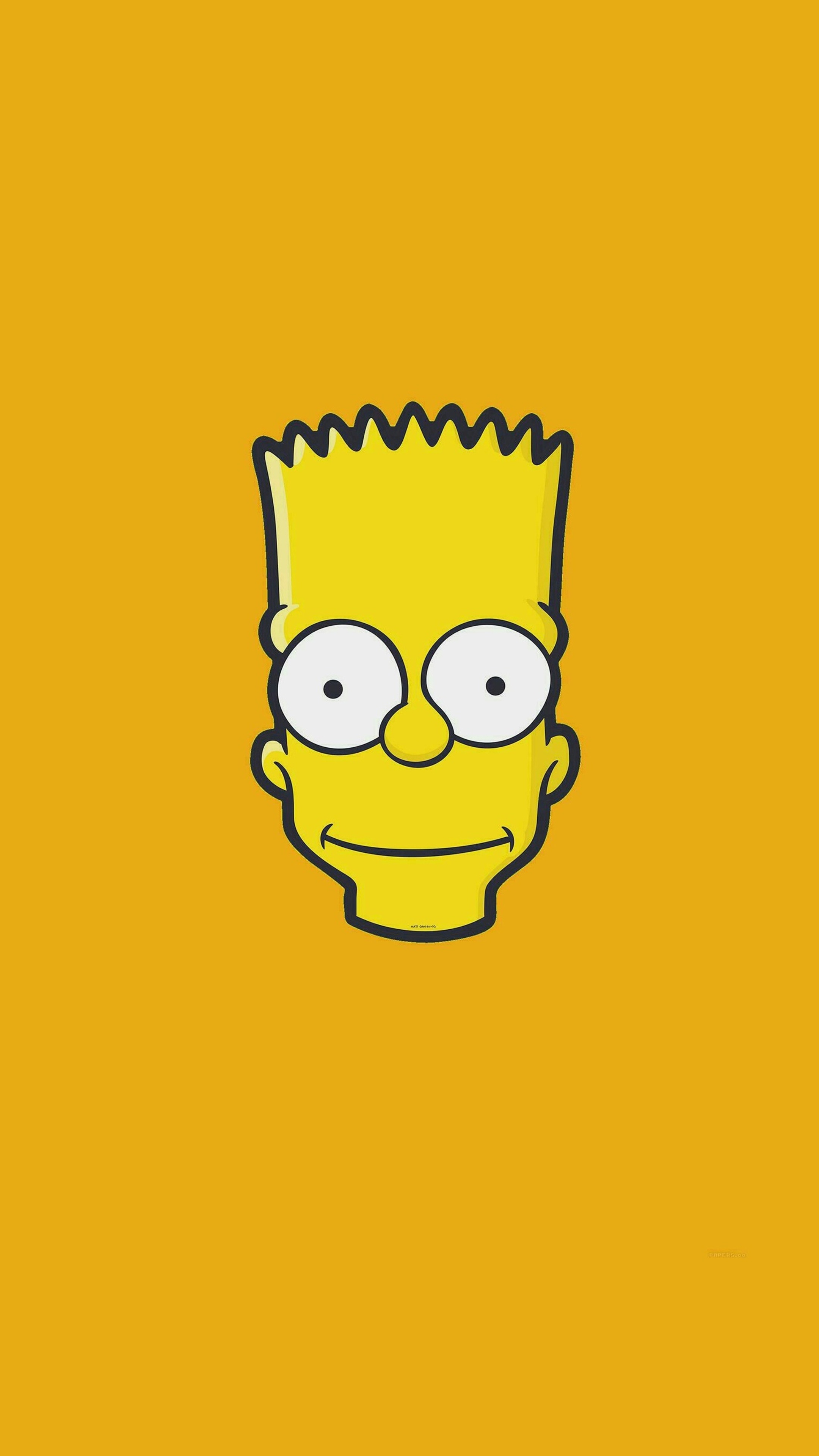 Bart Simpson, The Simpsons, Minimalist yellow illustration, 4K Phone wallpaper