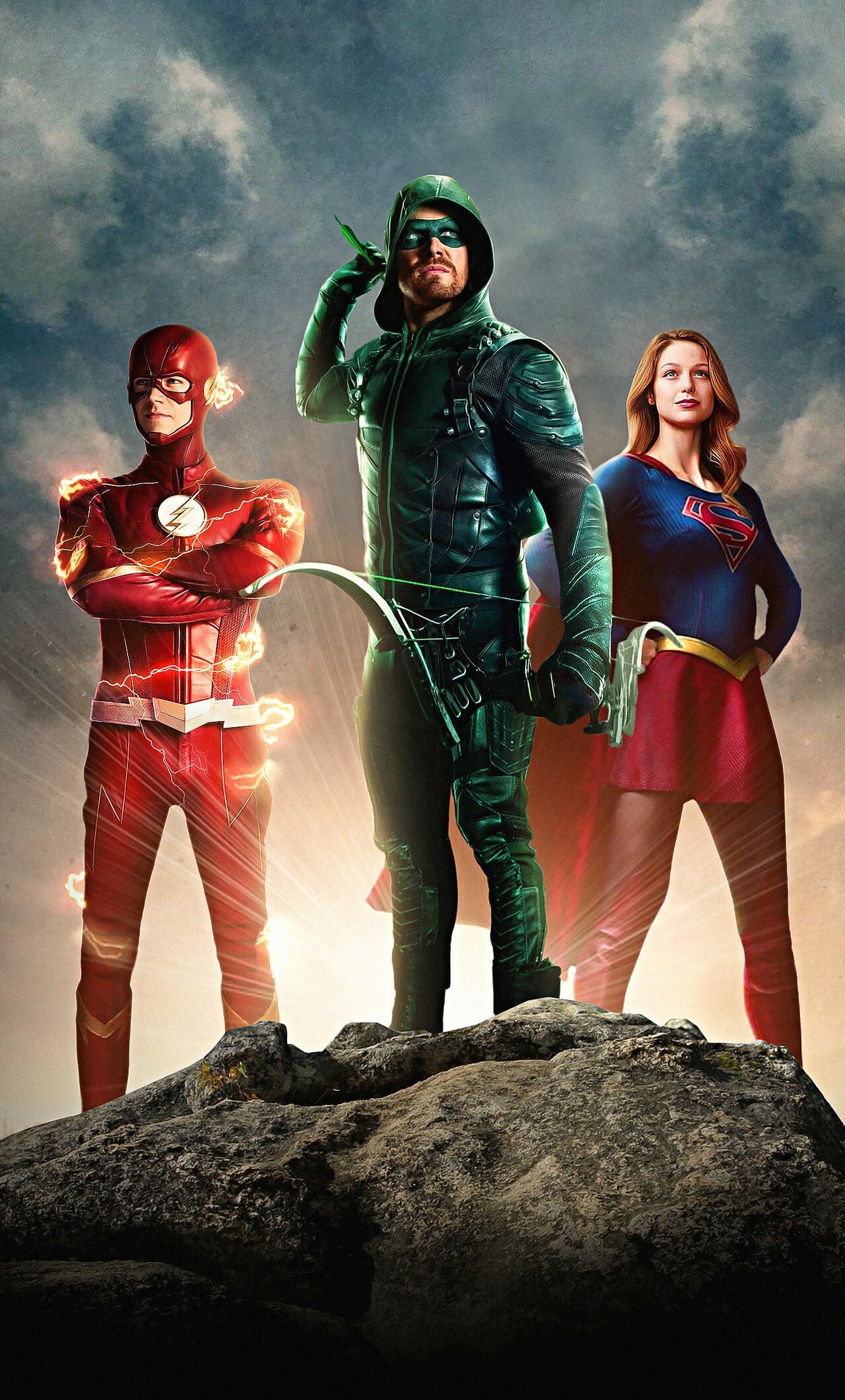 Flash and Supergirl, Green Arrow Wallpaper, 1280x2120 HD Phone