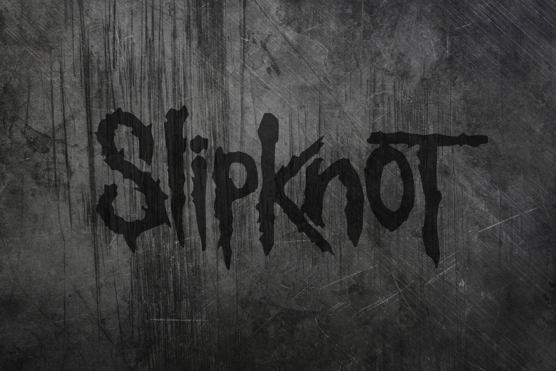 Slipknot band logo, Slipknot, scratched metal texture, HD Desktop wallpaper