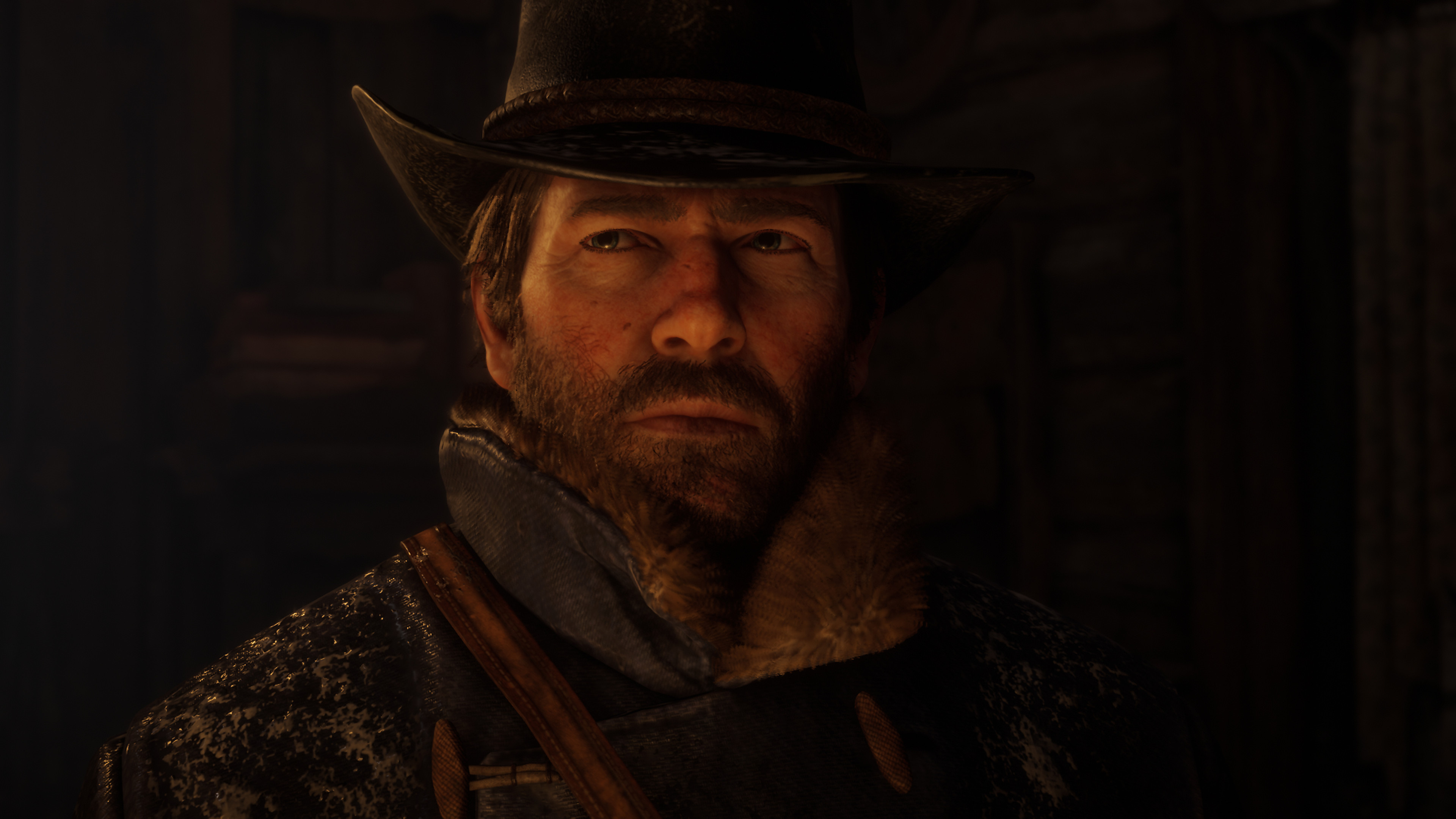 Arthur Morgan, Red Dead Redemption 2, leather cowboy hat, 4K Desktop wallpaper