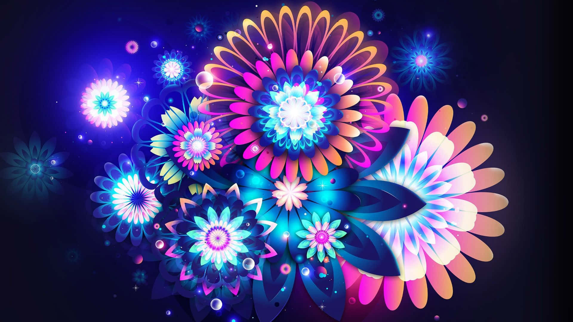 Neon flowers, Beautiful Backgrounds Wallpaper, 1920x1080 Full HD Desktop