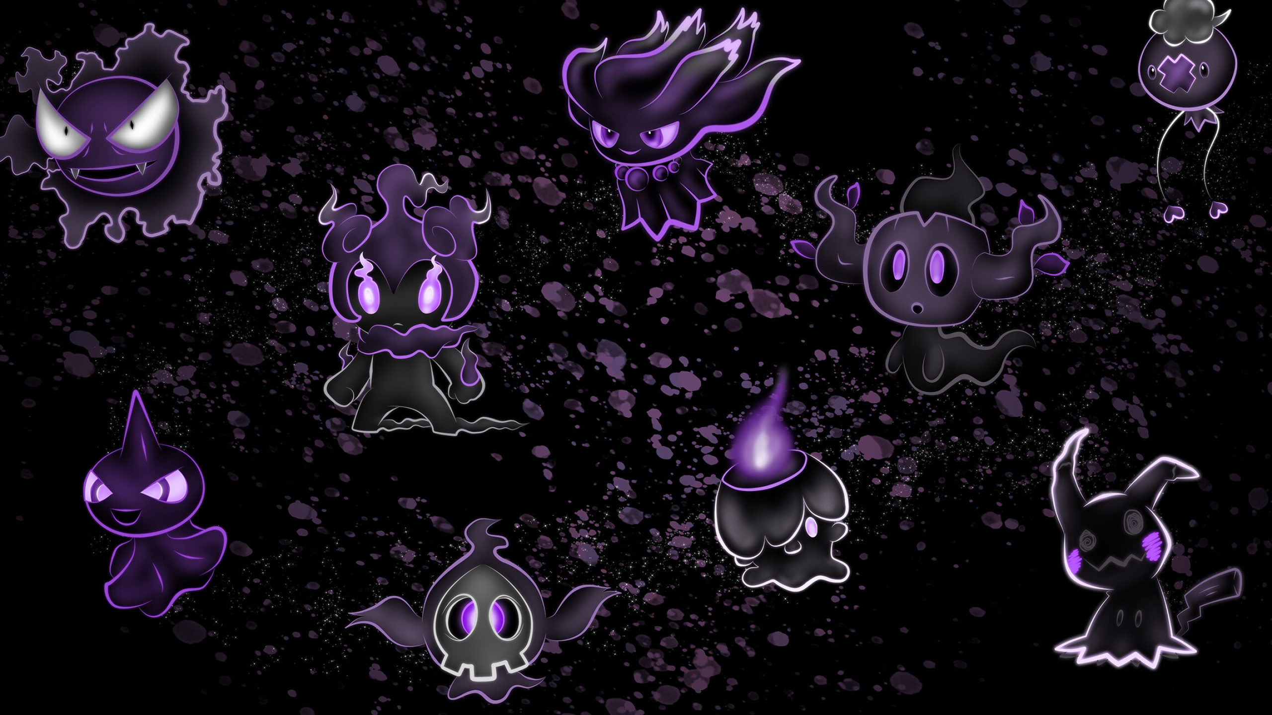 Ghost Pokemon, Neon, Desktop, Wallpaper, 2560x1440 HD Desktop