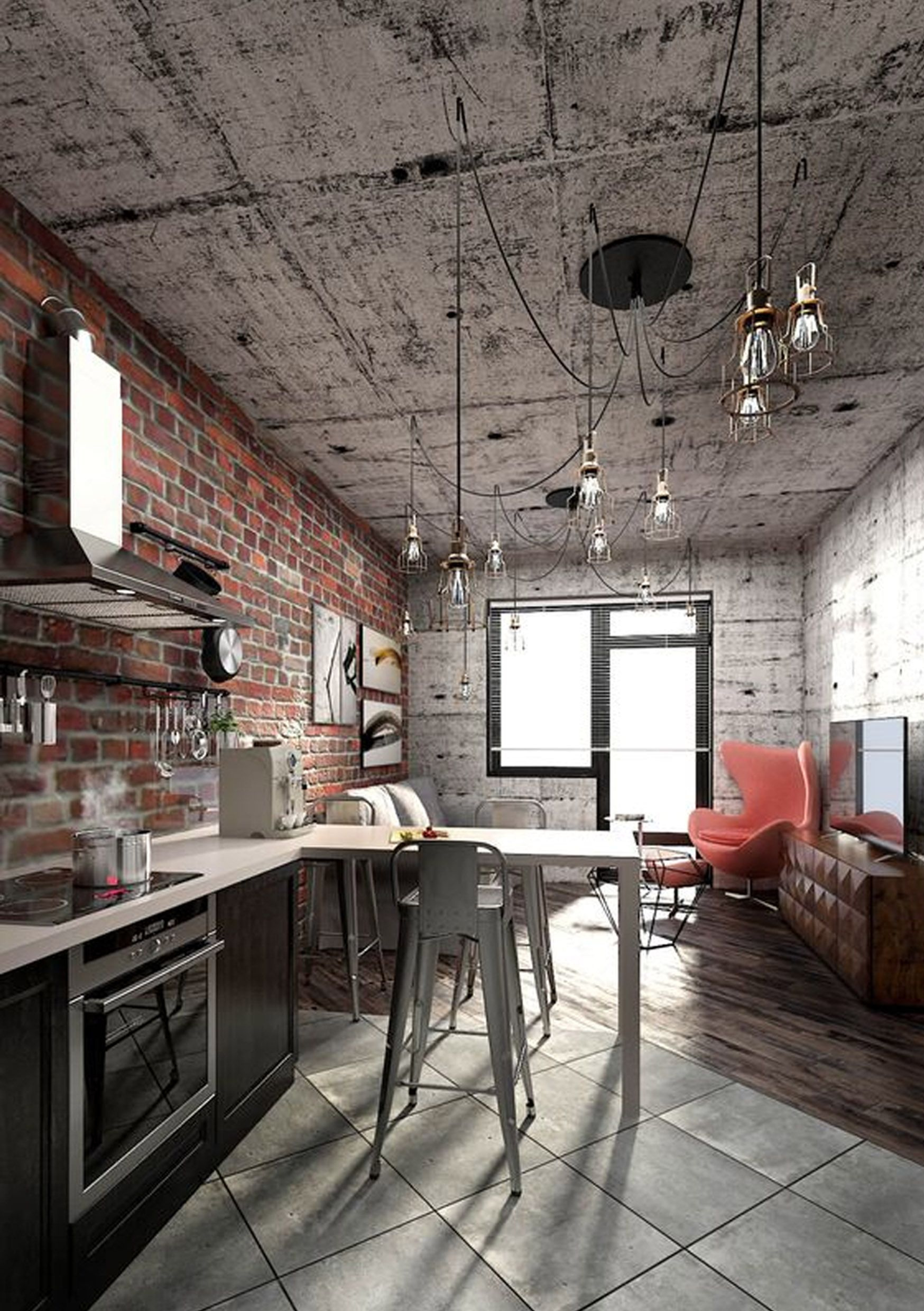 Kitchen, Industrial Style Wallpaper, 1750x2480 HD Phone