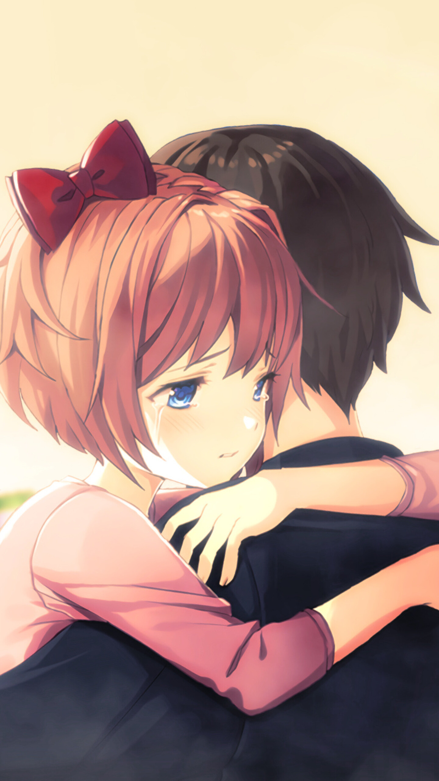 Anime couple hug, Samsung Galaxy S6, S7, Google Pixel XL, Nexus 6, 6P, LG G5, Captivating wallpapers, 1440x2560 HD Phone