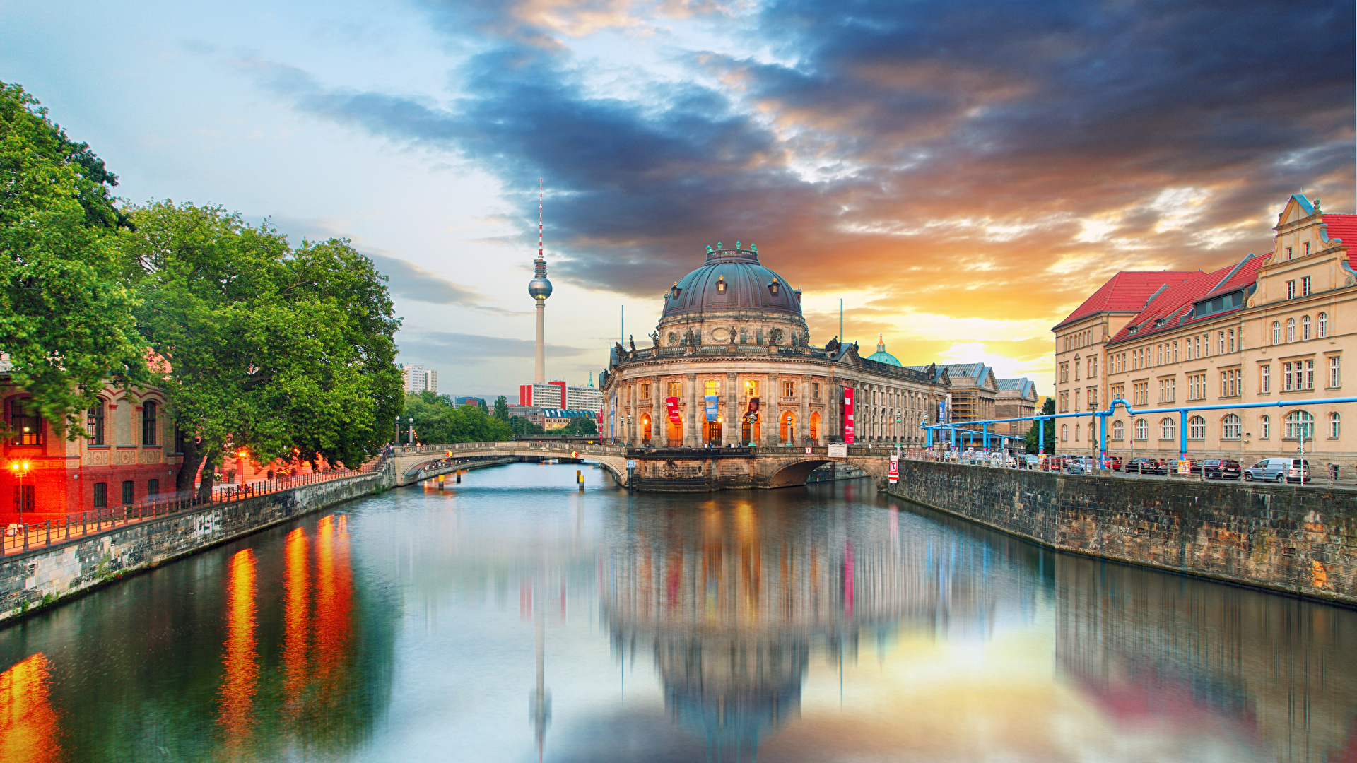 Berlin, Germany canal, River cities, Urban skyline, 1920x1080 Full HD Desktop