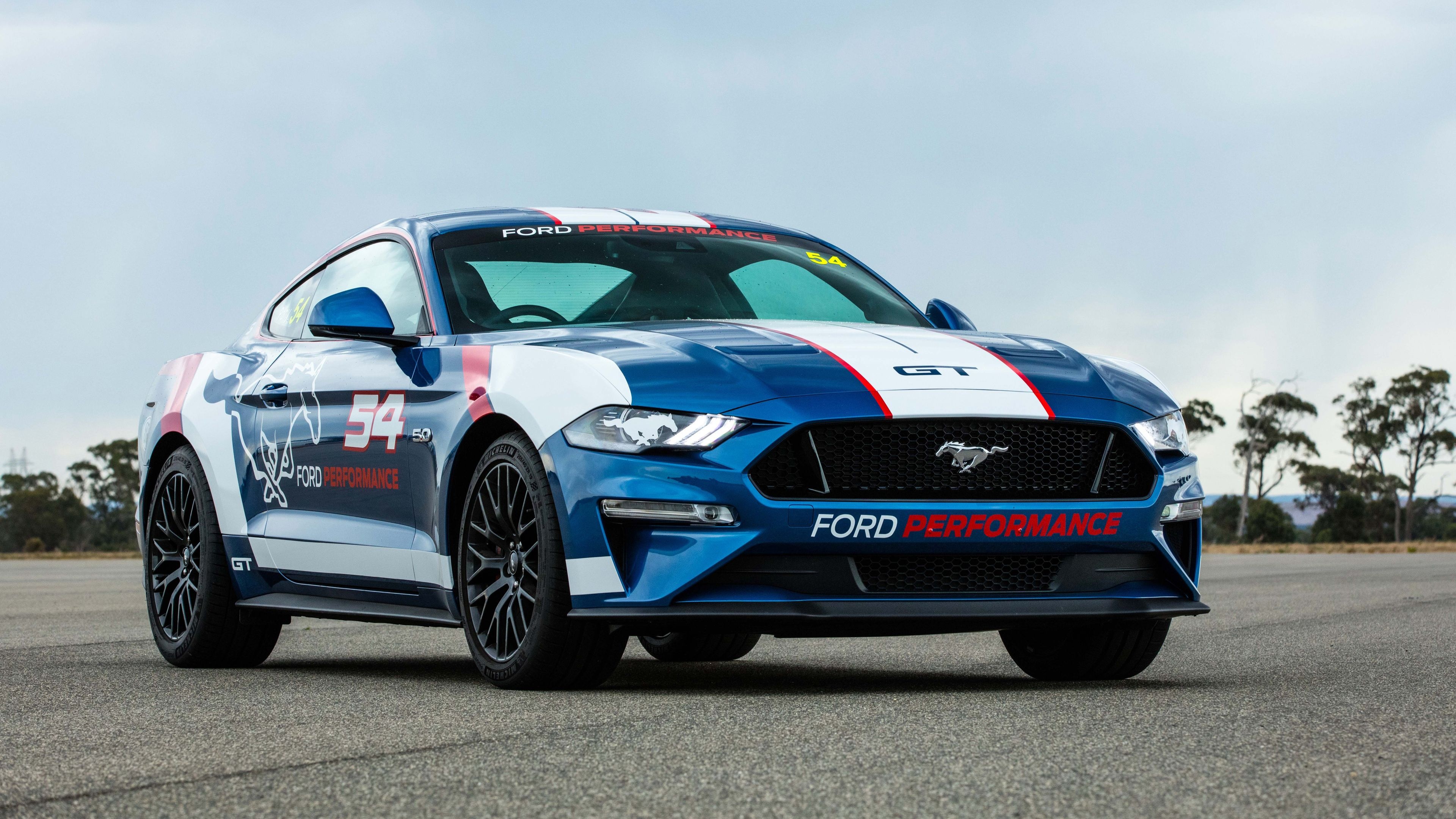 Ford Mustang GT Fastback, Ford Performance racing livery, Asphalt runway surface, 4K Desktop wallpaper