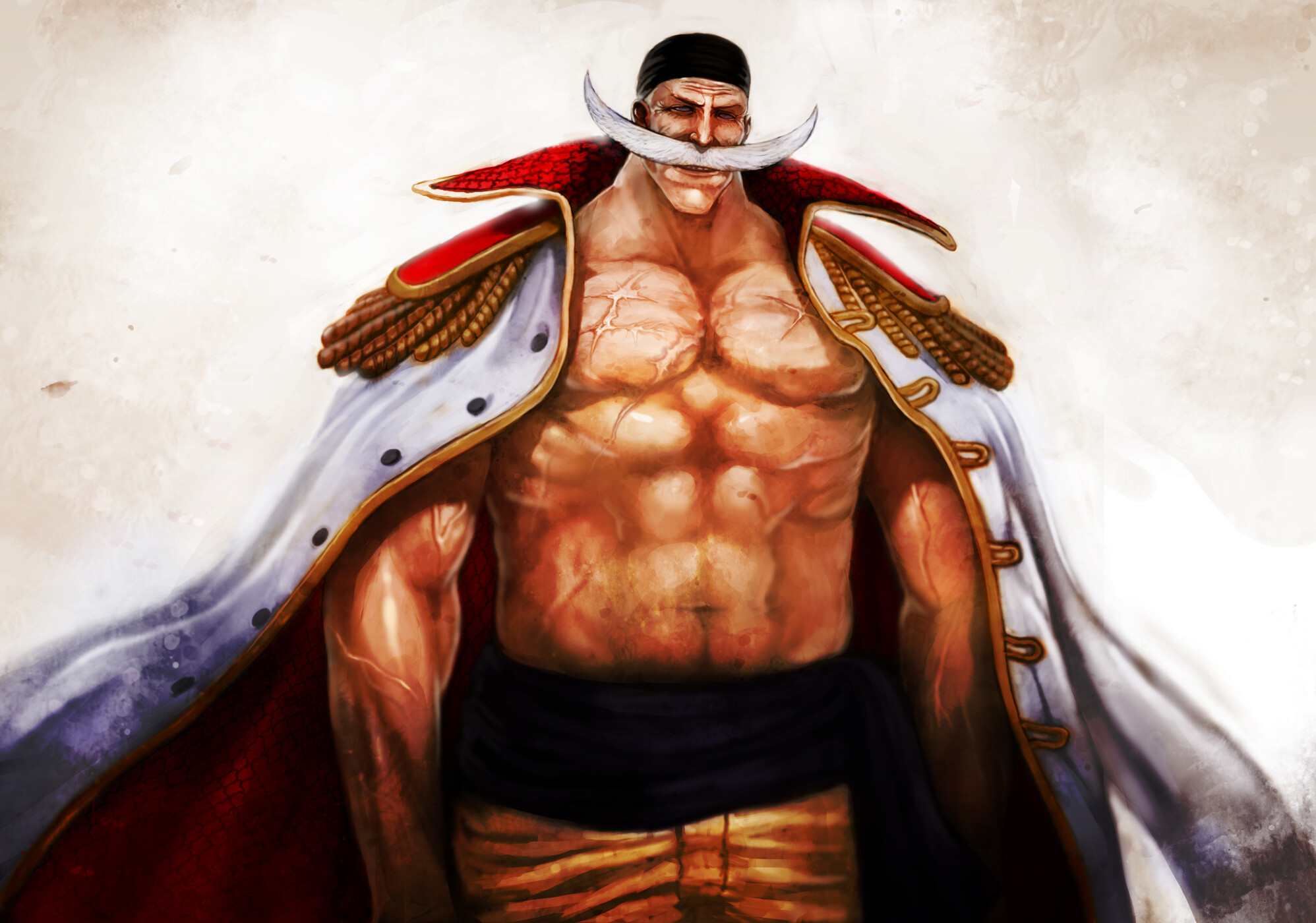Edward Newgate, Crescent mustache, Captain coat, Chest scars, HD Desktop wallpaper